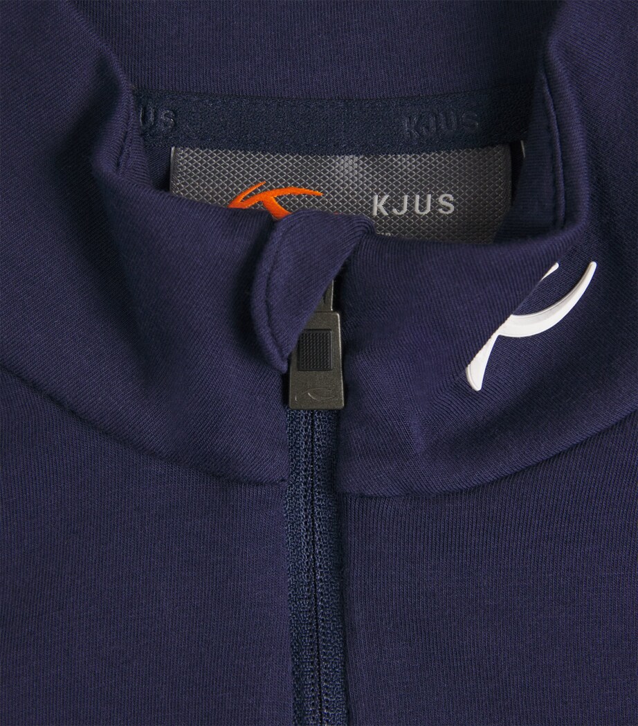 KJUS Mens Pima Cotton Hollow Half-Zip Top Atla Blue Image 6