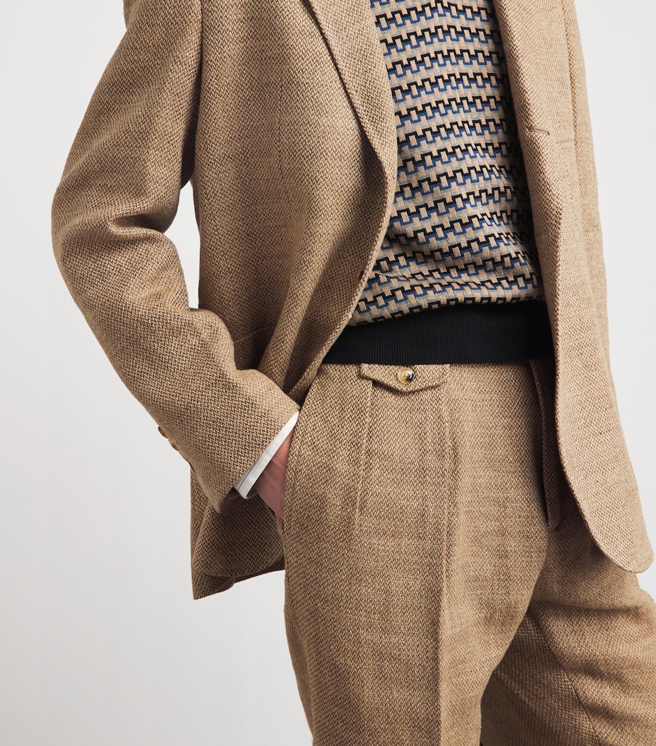 Polo Ralph Lauren Mens Linen Woven Suit Trousers Tan/brown Image 3