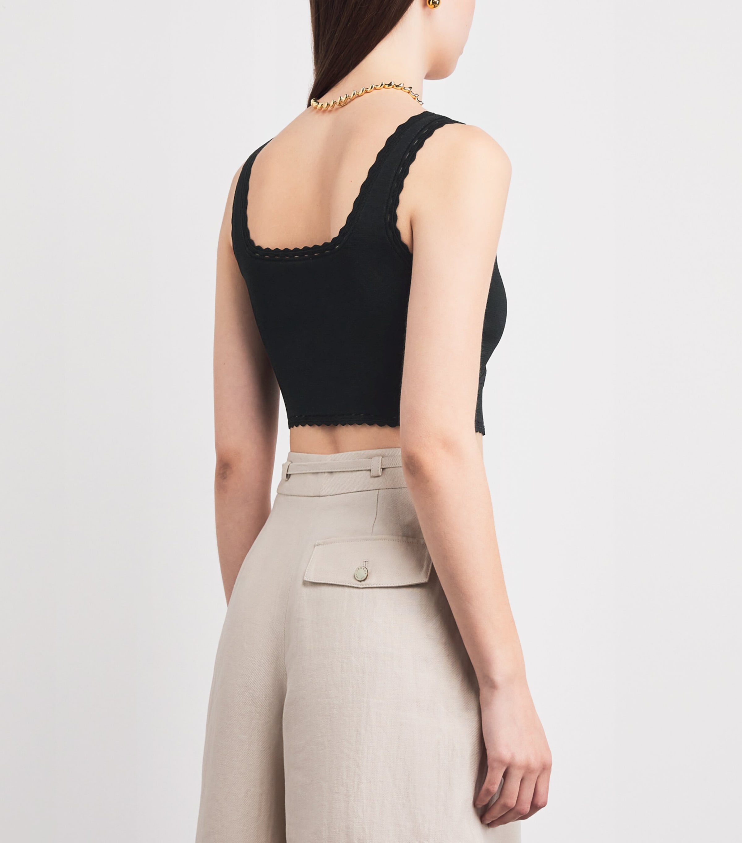 Sandro Paris Womens Knitted Crop Top Black Image 5