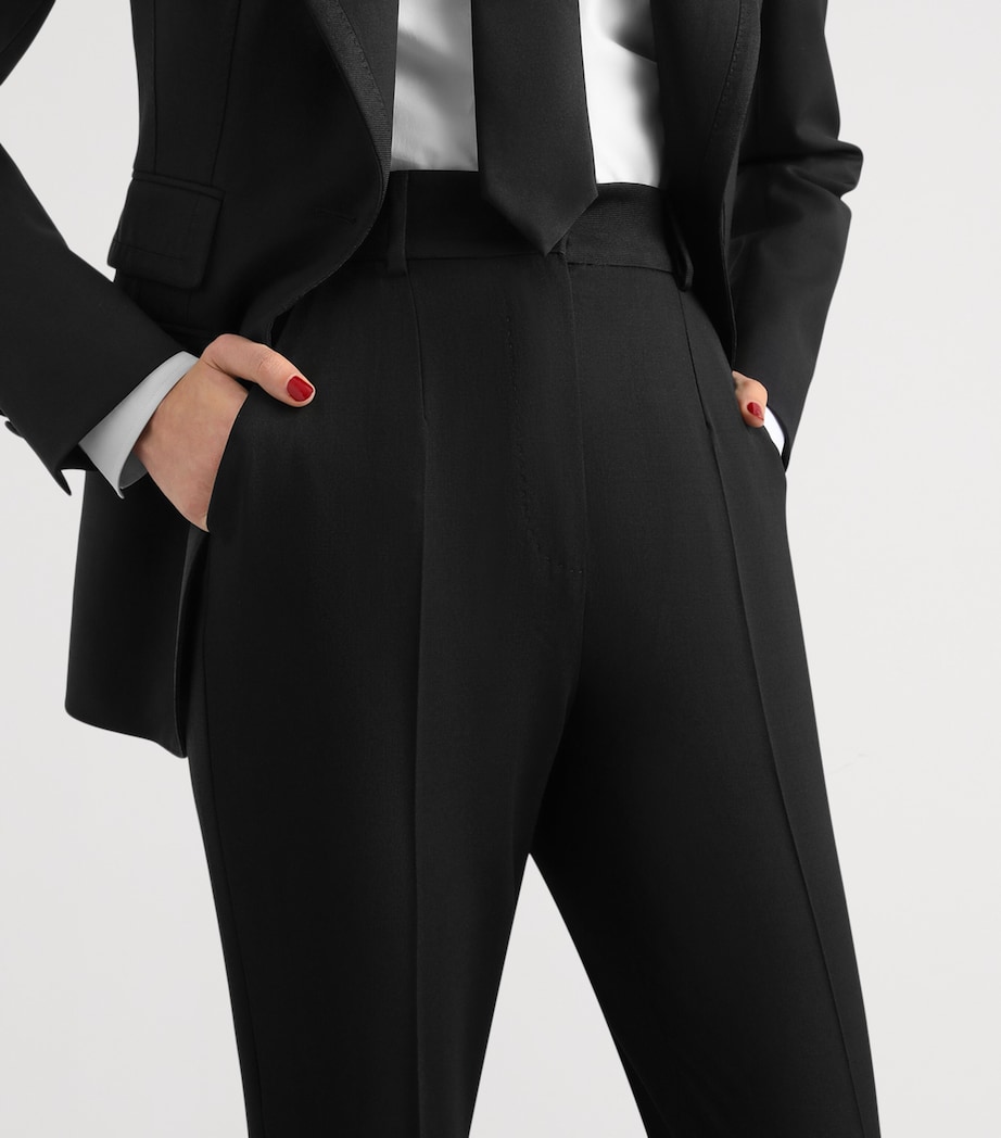 Dolce&Gabbana Womens Satin-Trim Trousers Black Image 4