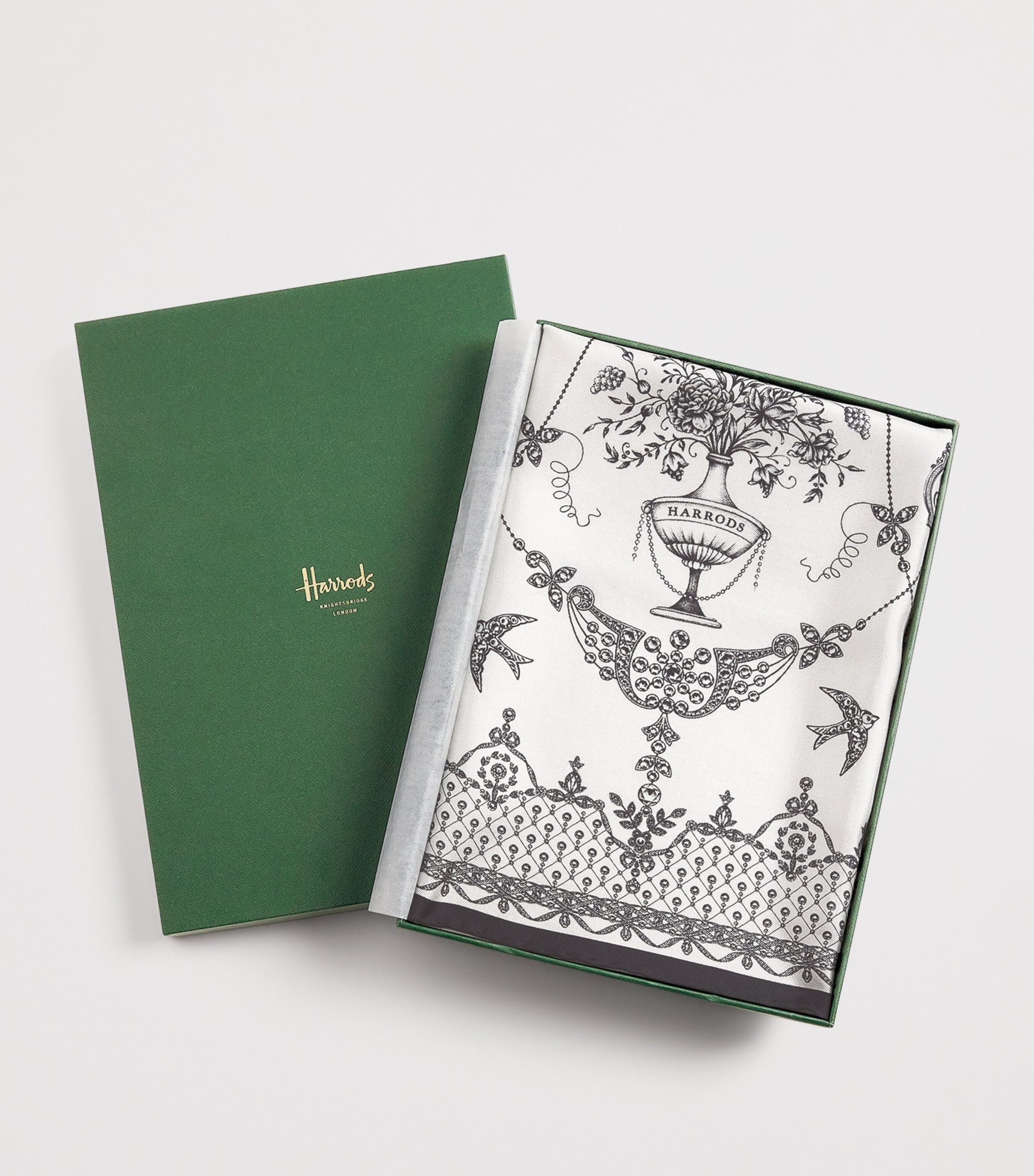 Silk Lace Print Scarf IVORY Image 5