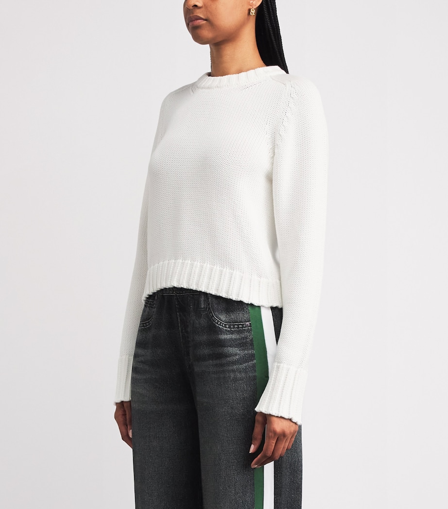 ME+EM Womens Organic Cotton Essential Crop Sweater Optic White Image 4