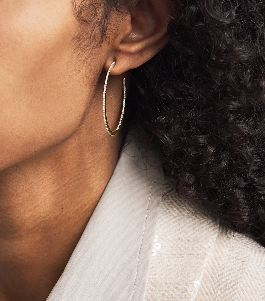 Yellow Gold and Diamond Pavé Hoop Earrings YELLOW GOLD Image 5