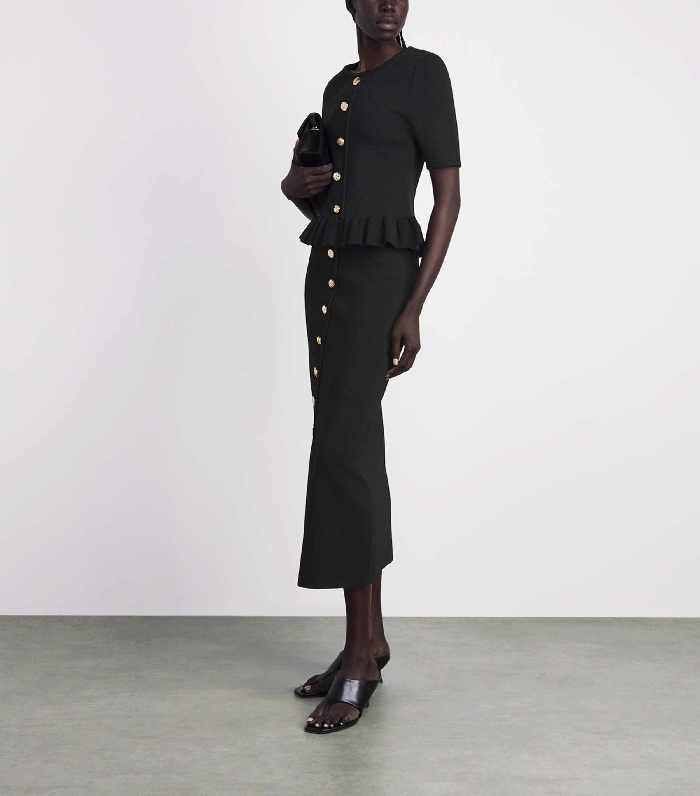 Claudie Pierlot Womens Braid-Detail Knitted Top Black Image 2