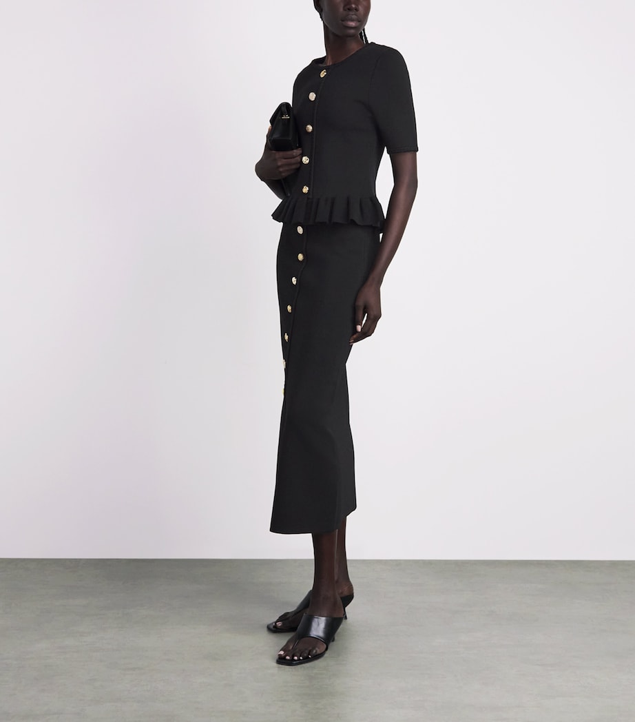 Claudie Pierlot Womens Braid-Detail Knitted Top Black Image 2