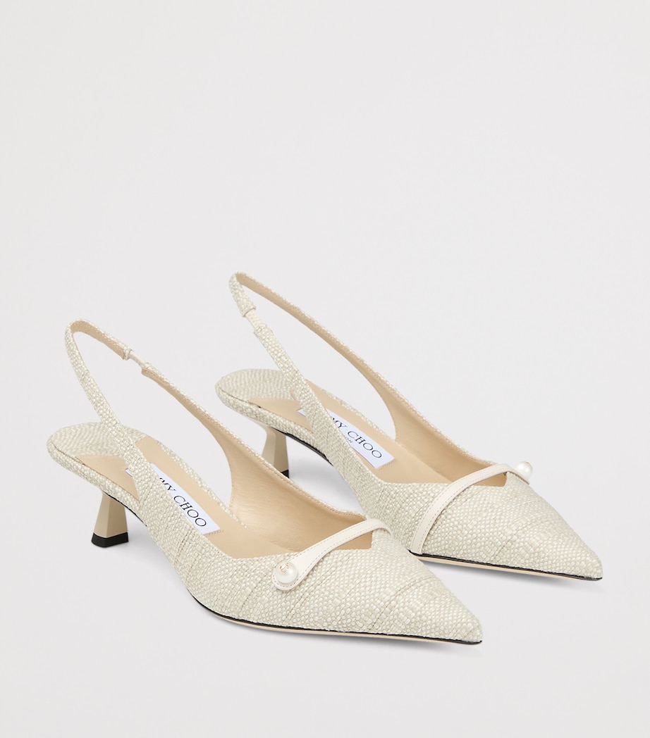 Jimmy Choo Womens Amita 45 Woven Slingback Pumps Natural Image 2