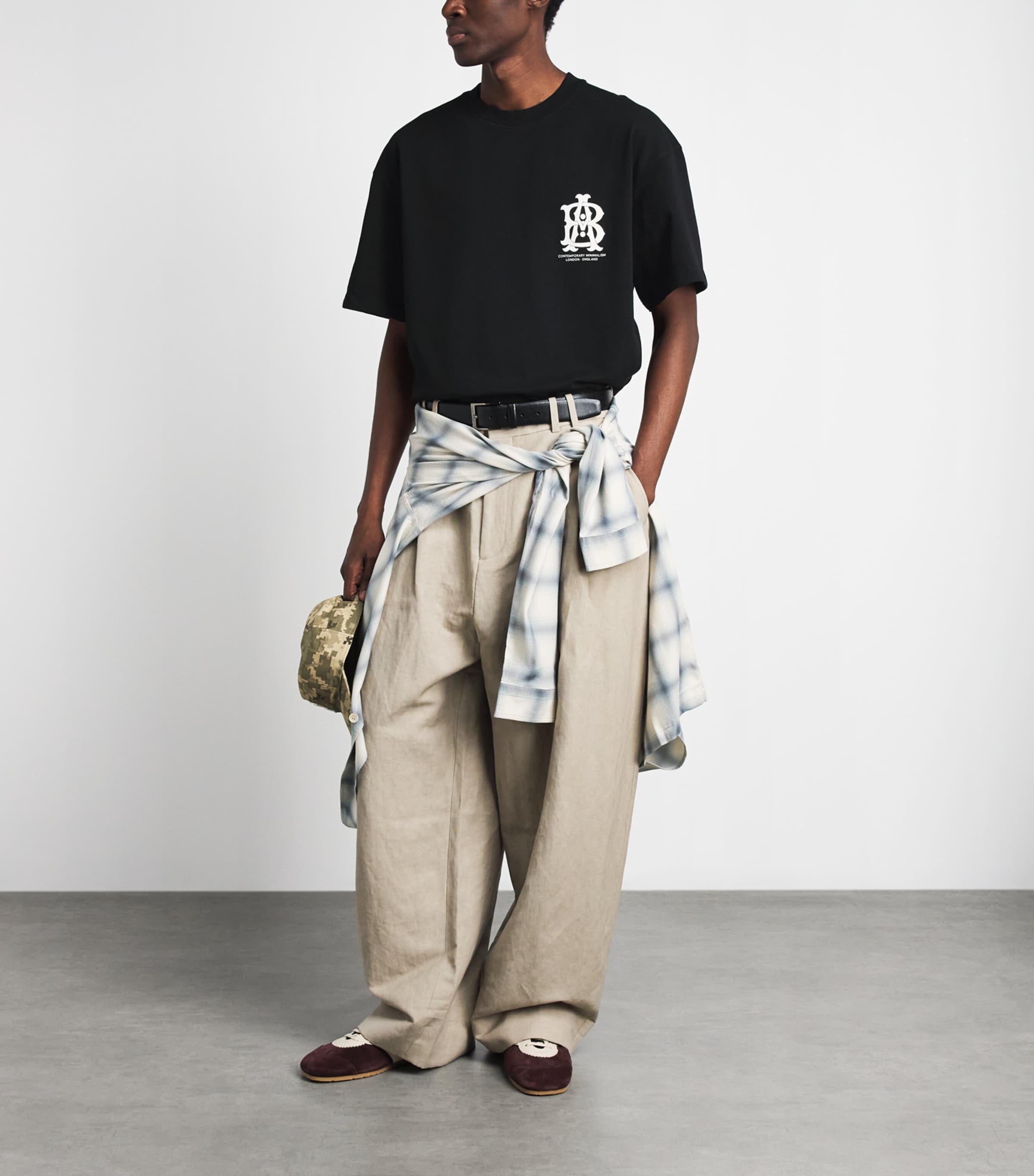 about:blank Mens Oversized Monogram T-Shirt Black Image 2