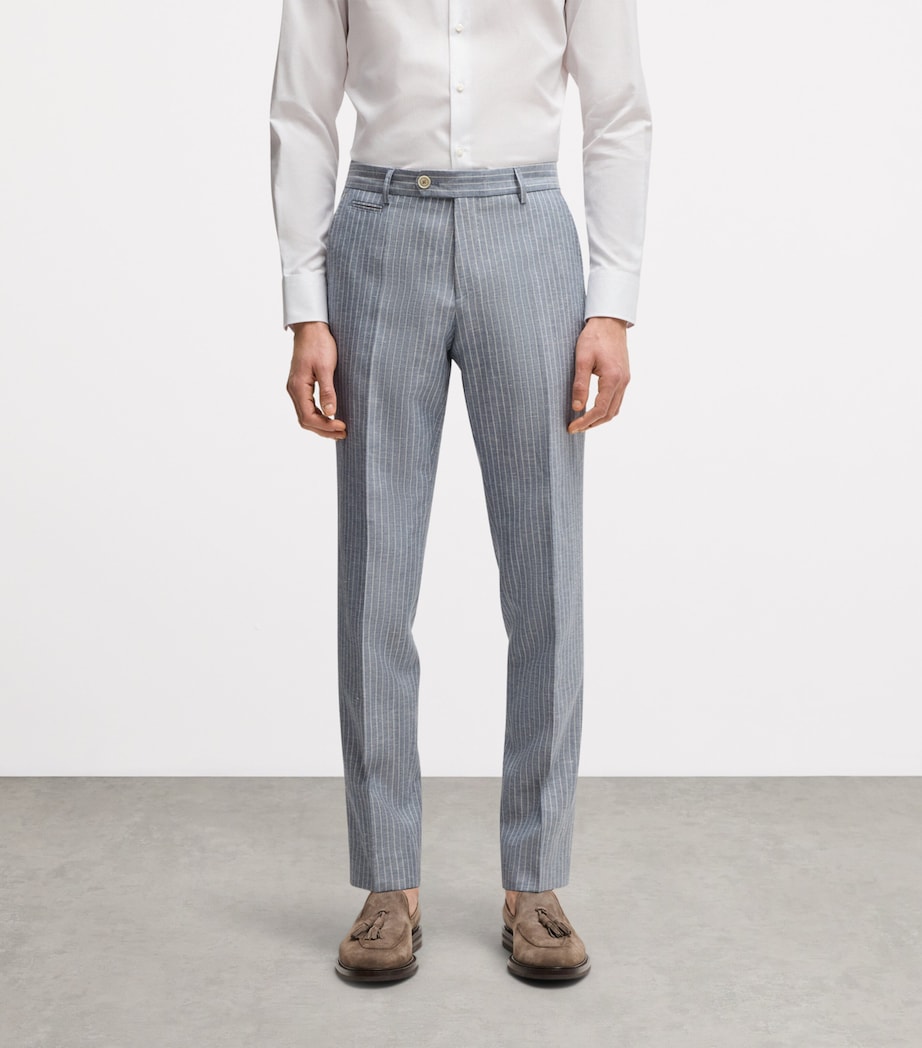 Virgin Wool-Linen Slim-Fit Trousers 451 Image 2