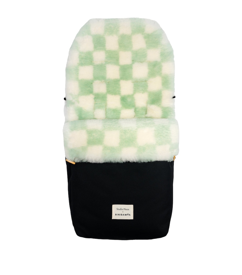 x Studio Noos Sheepskin Check Print Footmuff PISTACHIO Image 1