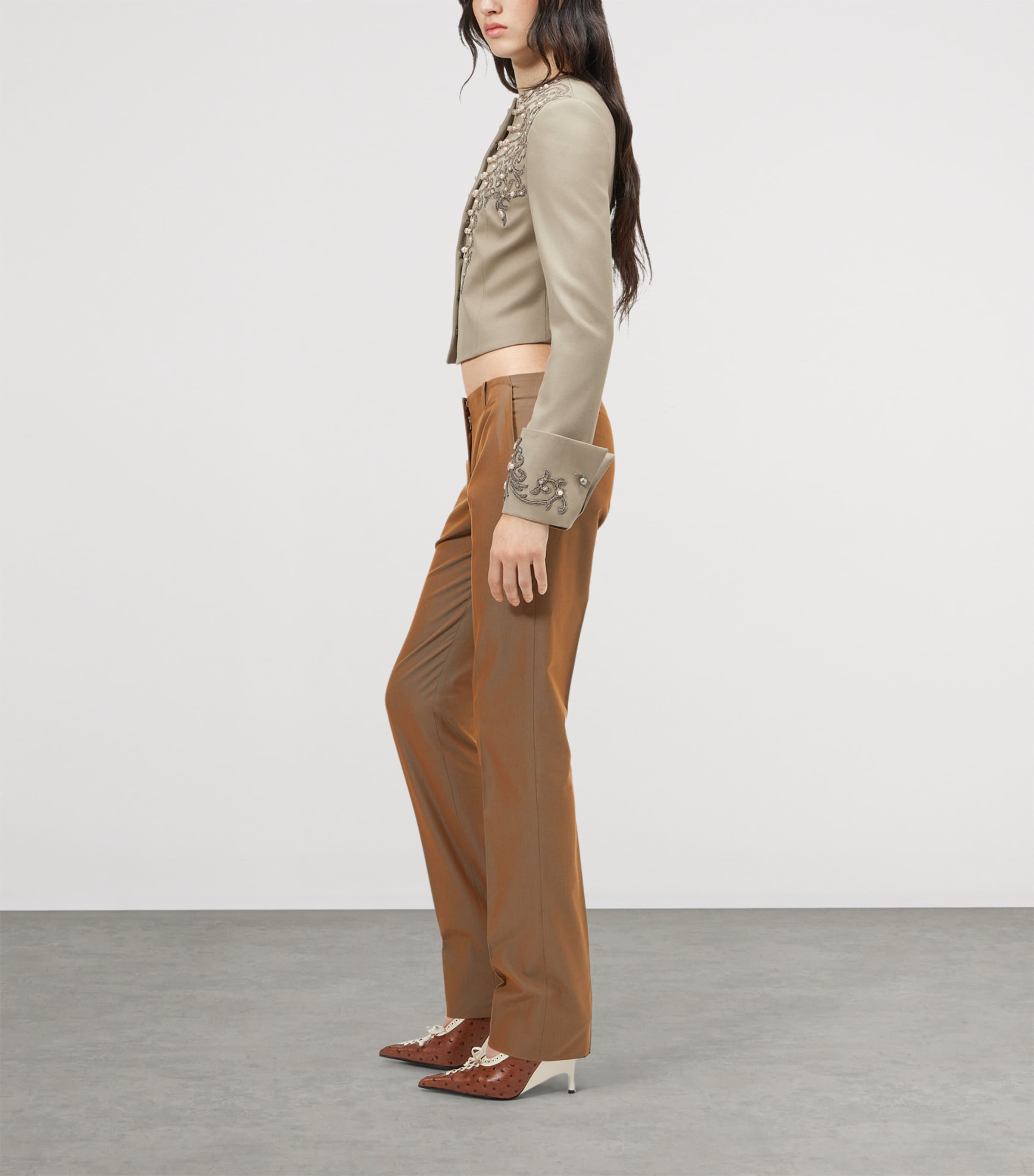 McQueen Womens Iridescent Bumster Trousers Image 5