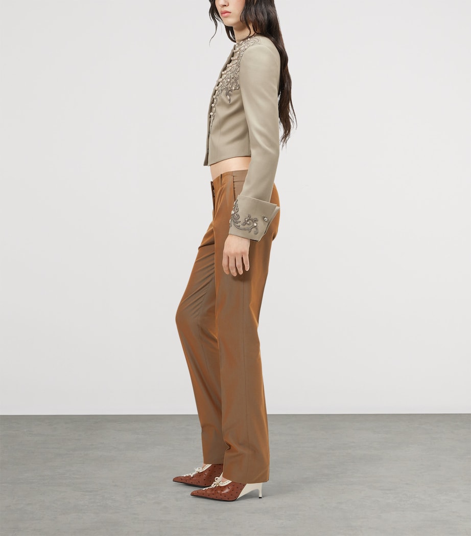 McQueen Womens Iridescent Bumster Trousers Image 5