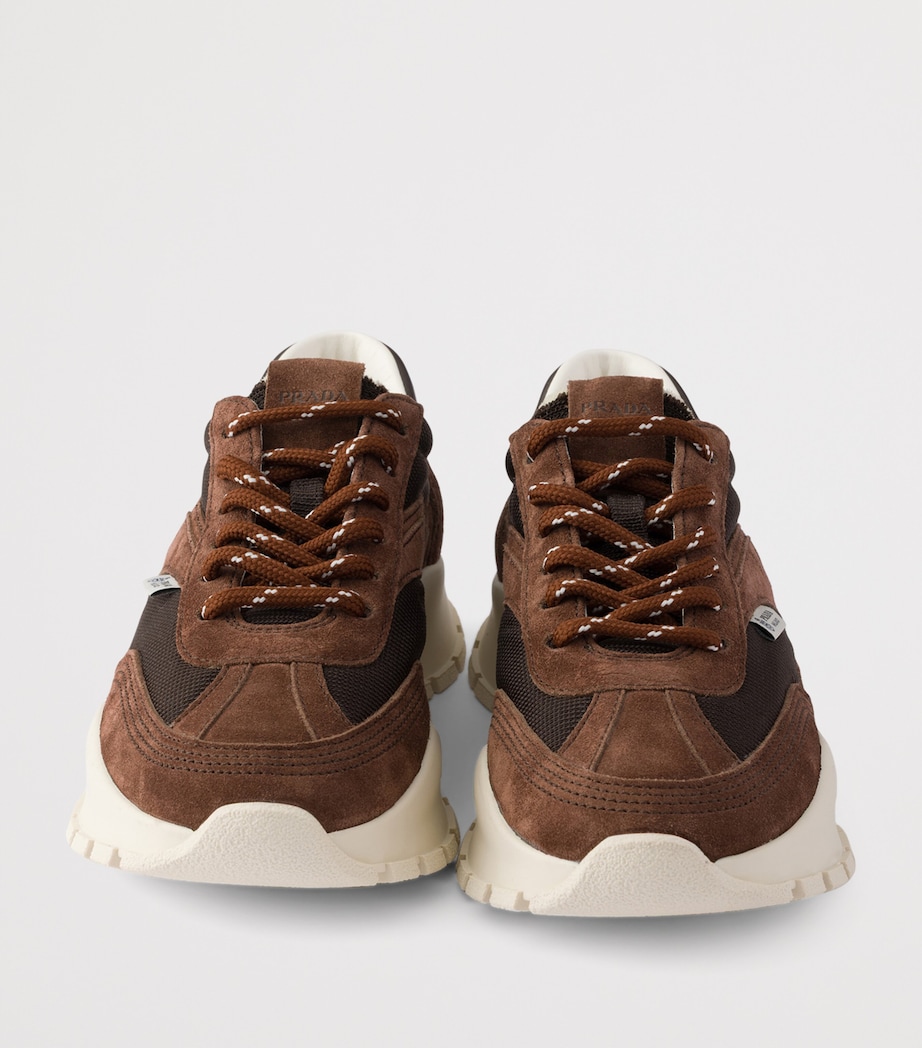 Prada Suede-Mesh Sneakers Brown Image 5