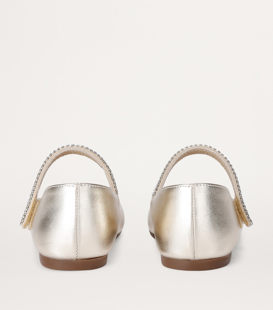 BabyWalker Crystal-Strap Ballet Flats Gold Image 2