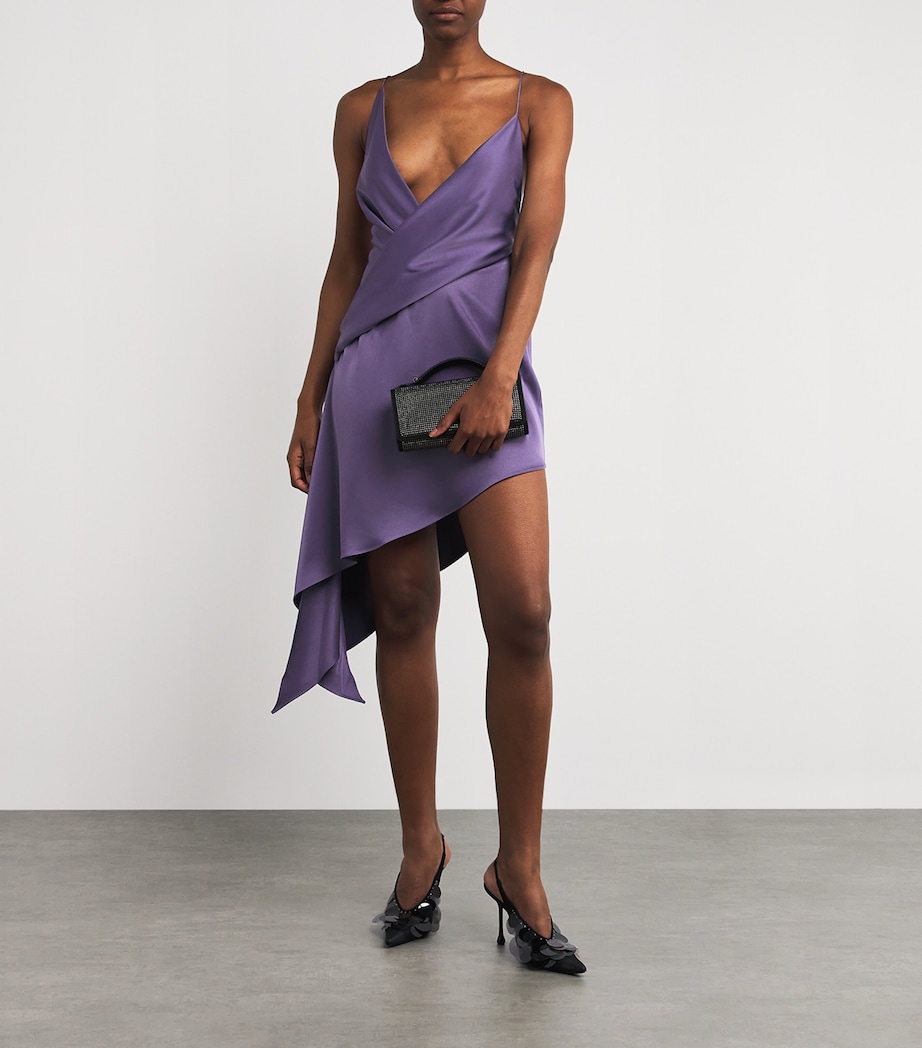 Satin Asymmetric Mini Dress GRAPE Image 2