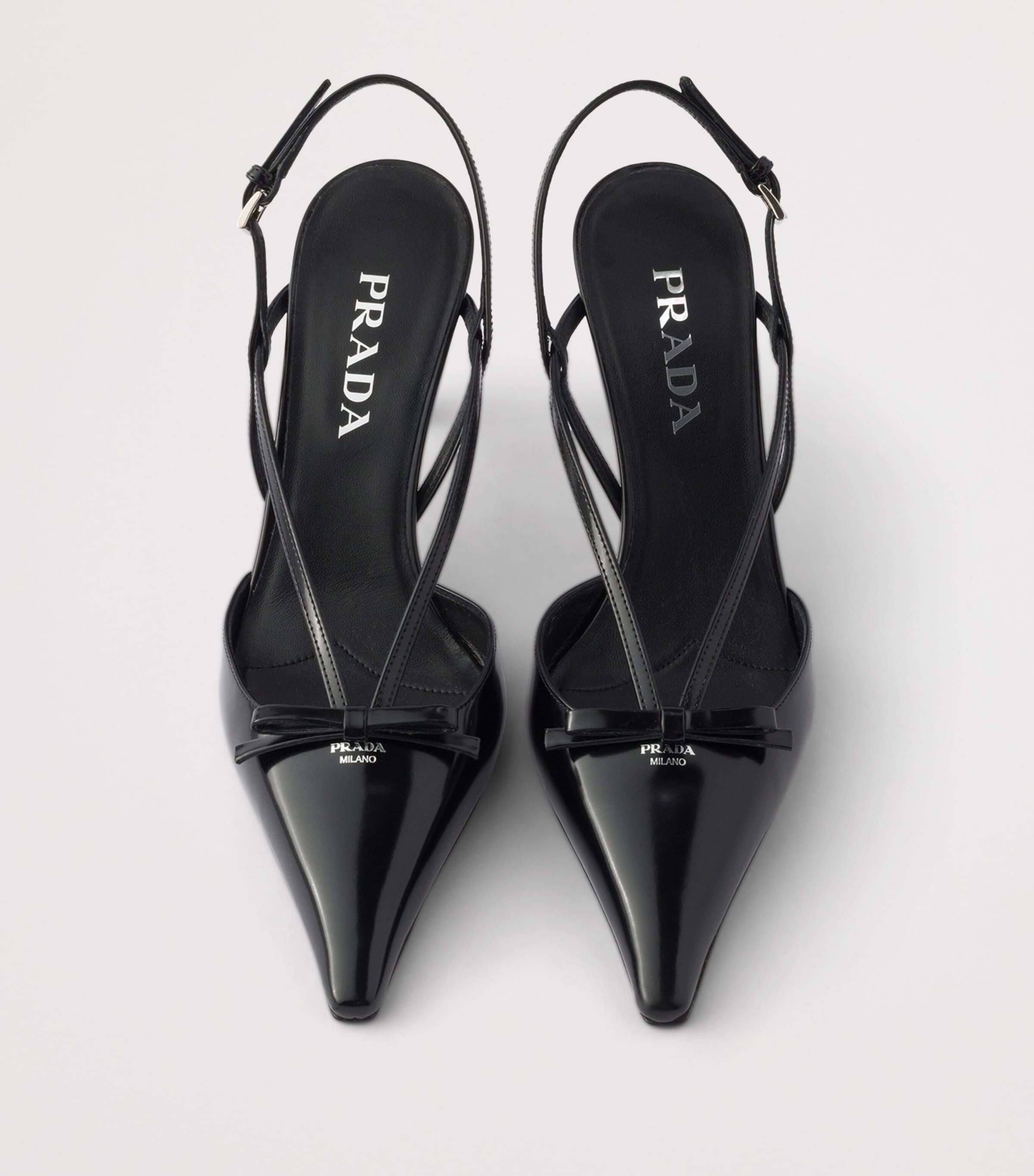 Prada Brushed Leather Slingback Pumps 75 Black Image 3