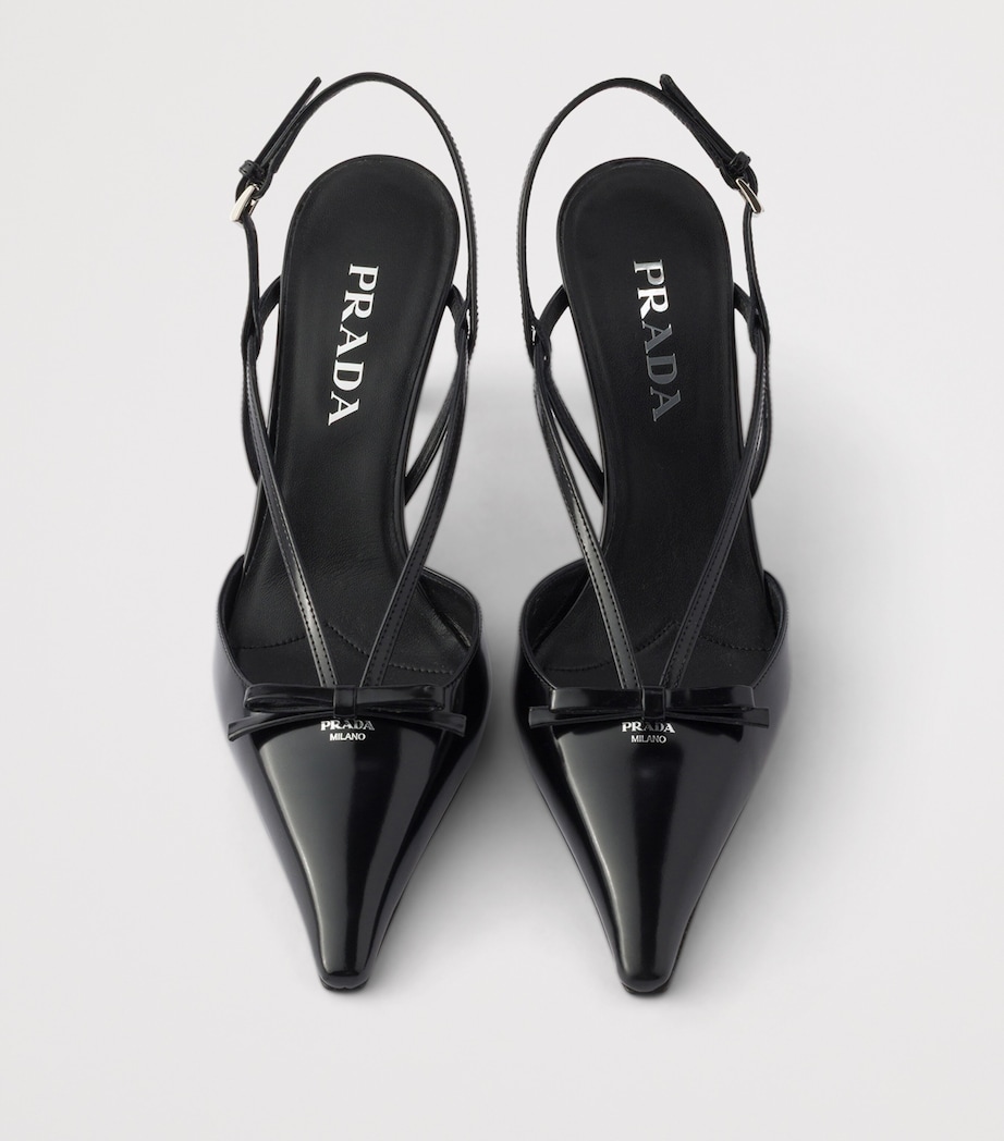 Prada Brushed Leather Slingback Pumps 75 Black Image 3