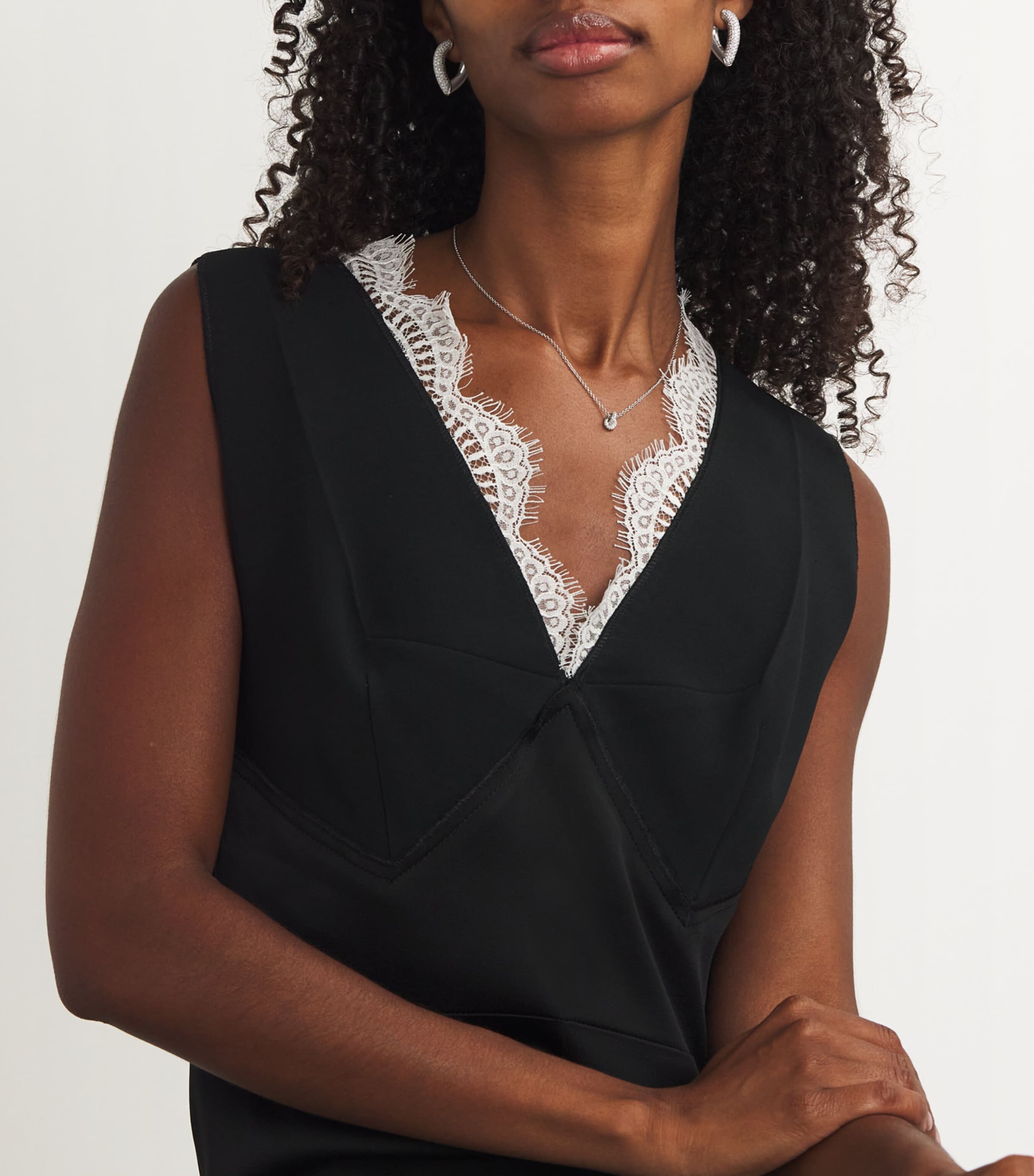 Big White Gold and Diamond Drop Link Earrings WHITE GOLD Image 4