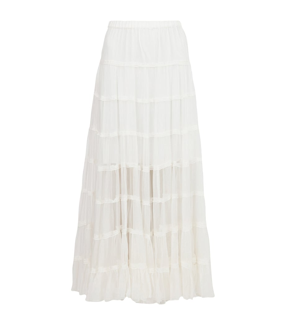 AllSaints Womens Eva Tiered Midi Skirt Chalk White Image 1
