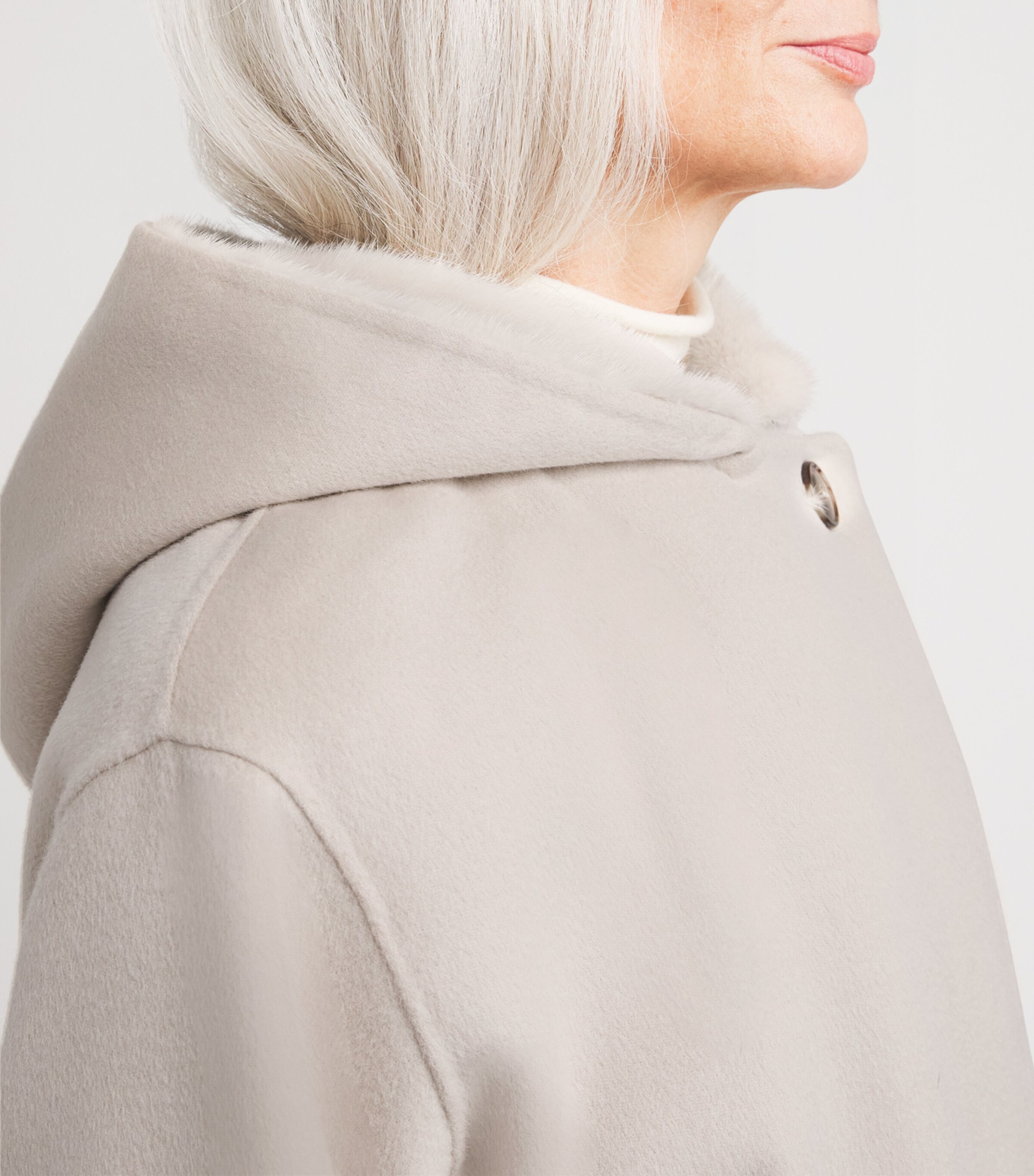 Yves Salomon Womens Hooded Mink Fur-Trim Coat Image 6
