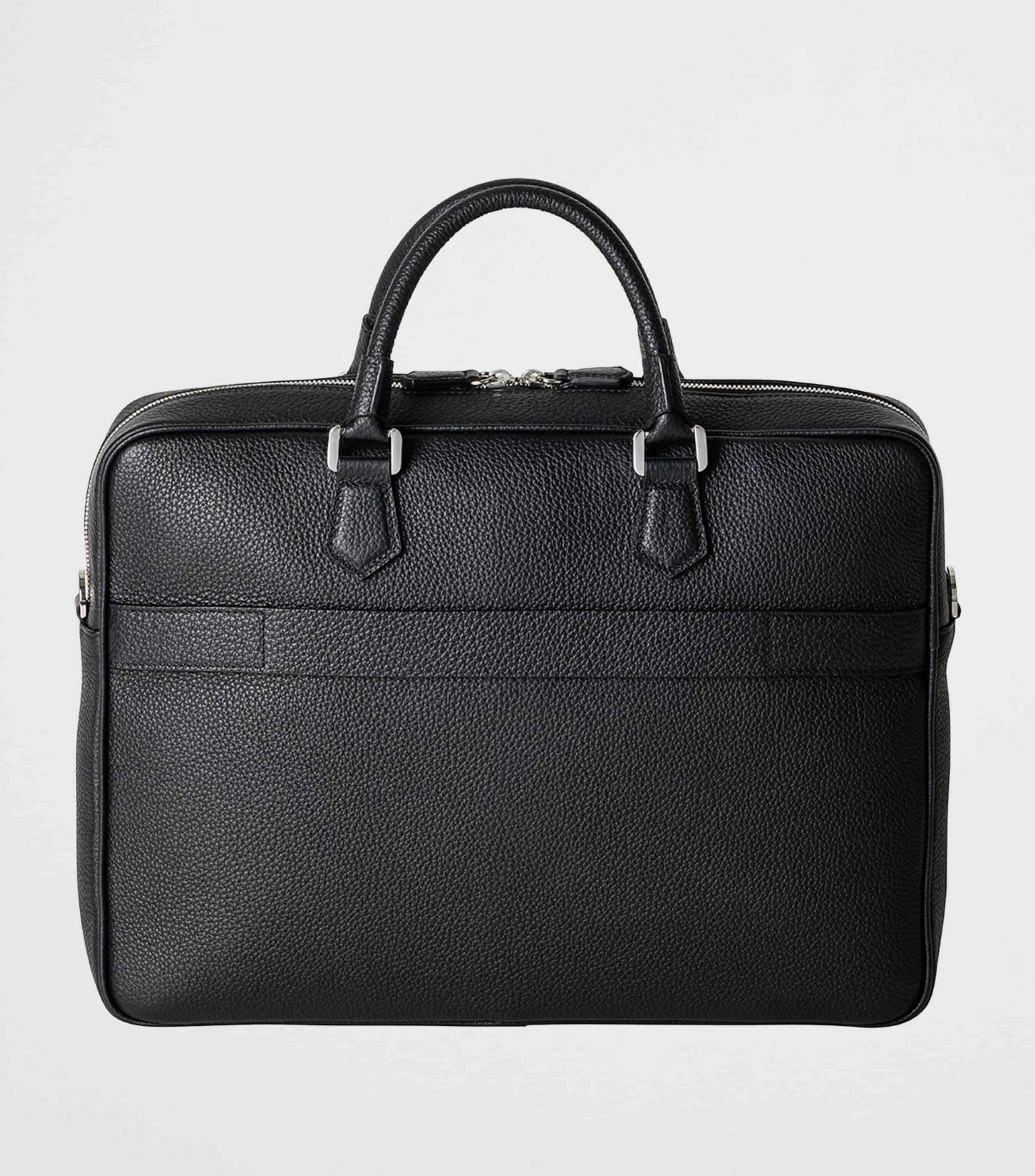 Slim Cachimere Leather Briefcase BLACK Image 3