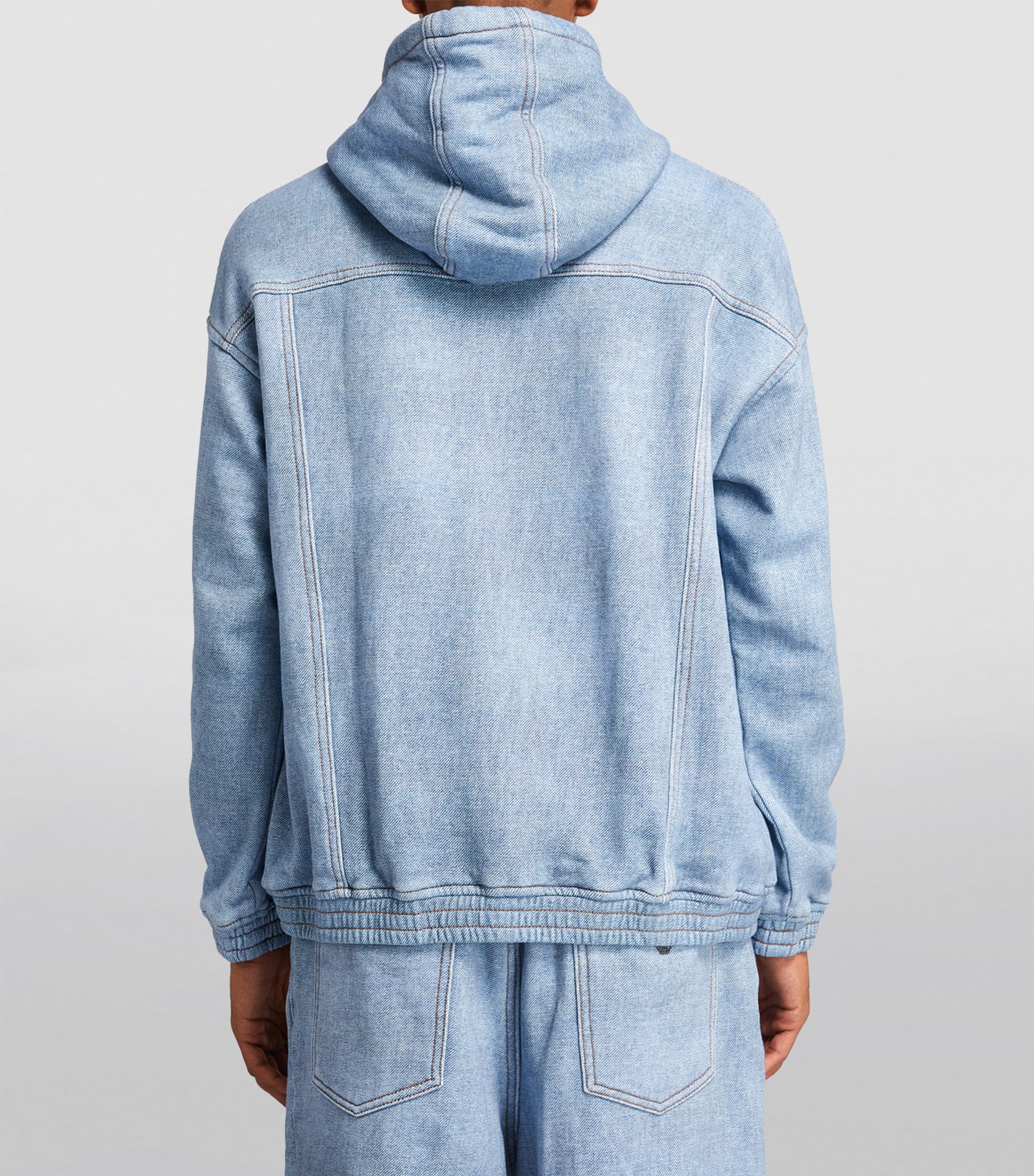 Emporio Armani Denim Logo Hoodie | Harrods UK