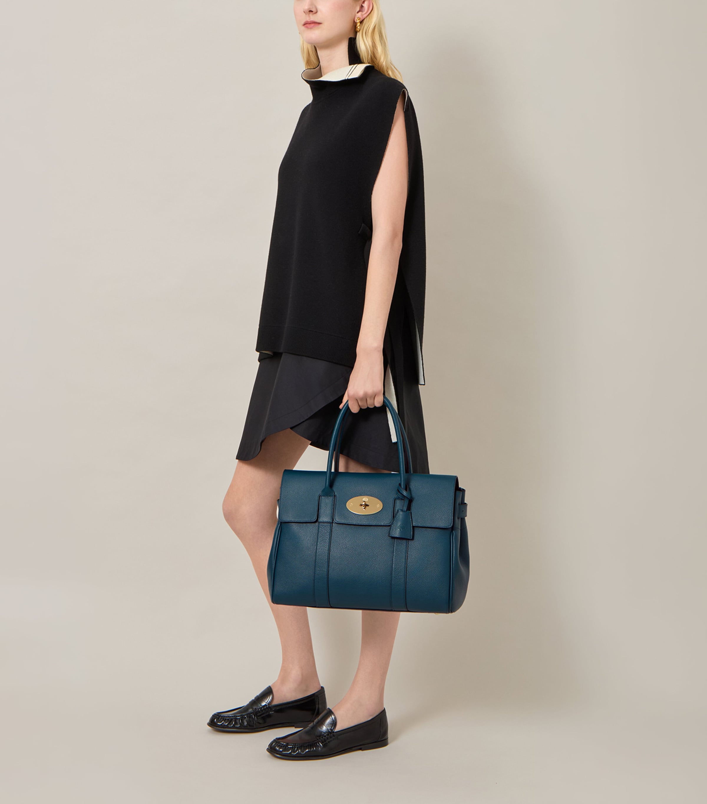 Mulberry Womens Leather Bayswater Top-Handle Bag Out Of The Blue Image 2