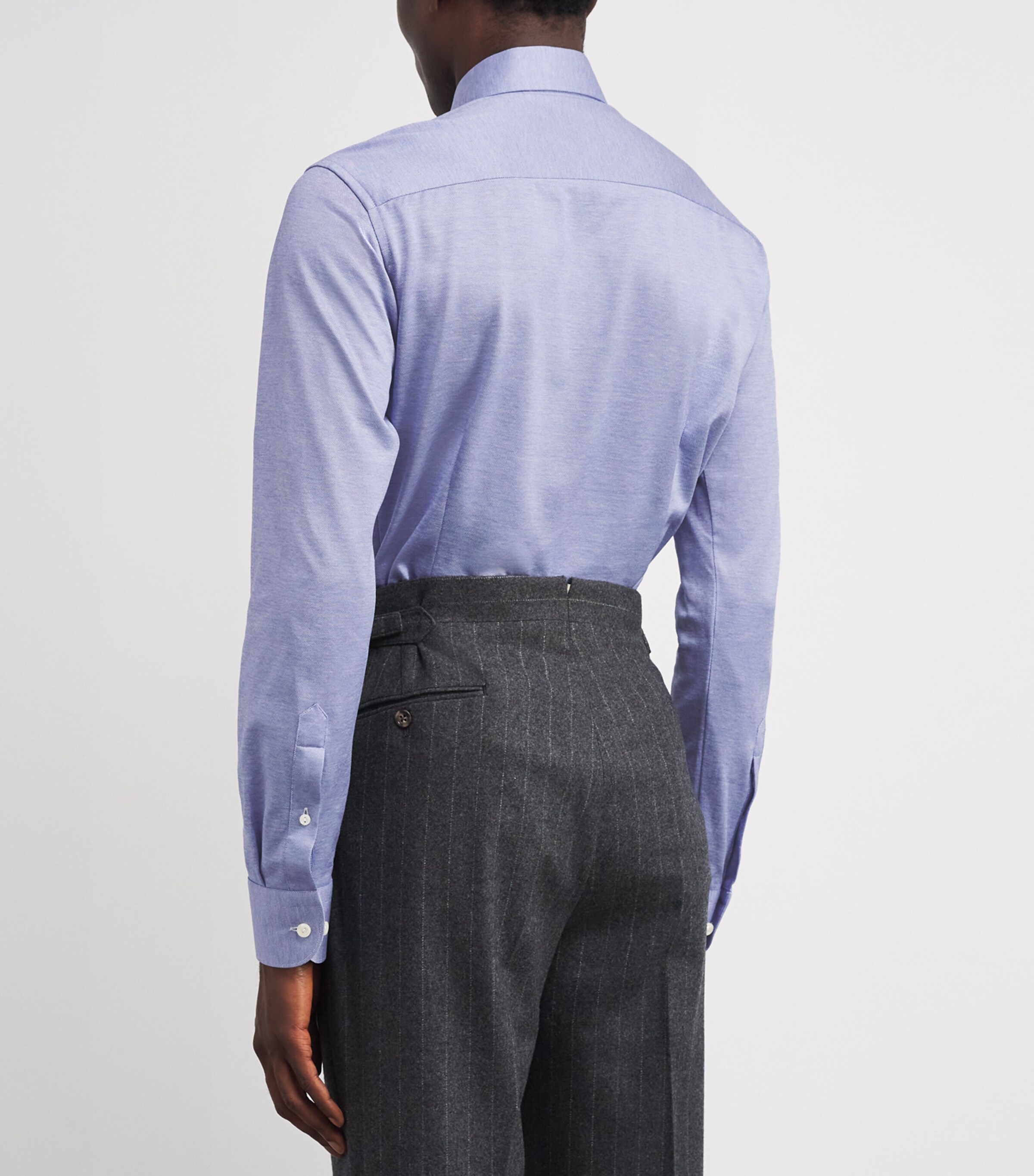 Cotton Filo di Scozia Slim Shirt 24MID BLUE Image 4