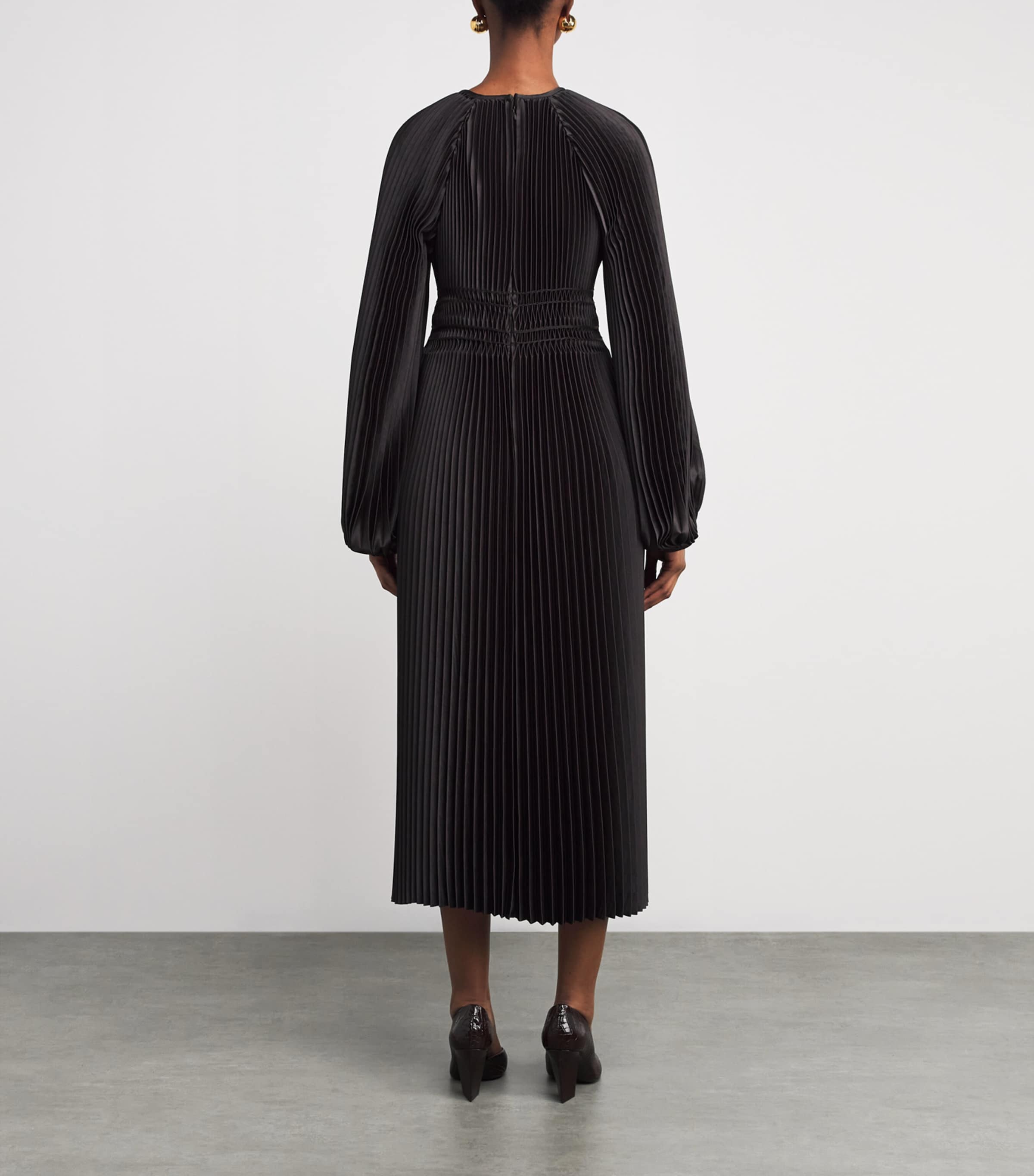 Pleated Ortiz Midi Dress COCOA Image 3