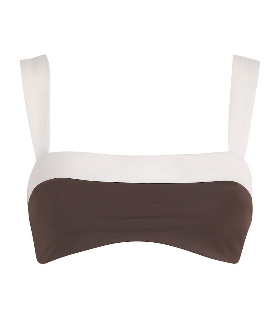 AWAY THAT DAY Womens Square-Neck Grenada Bikini Top Espresso/ivory Image 1