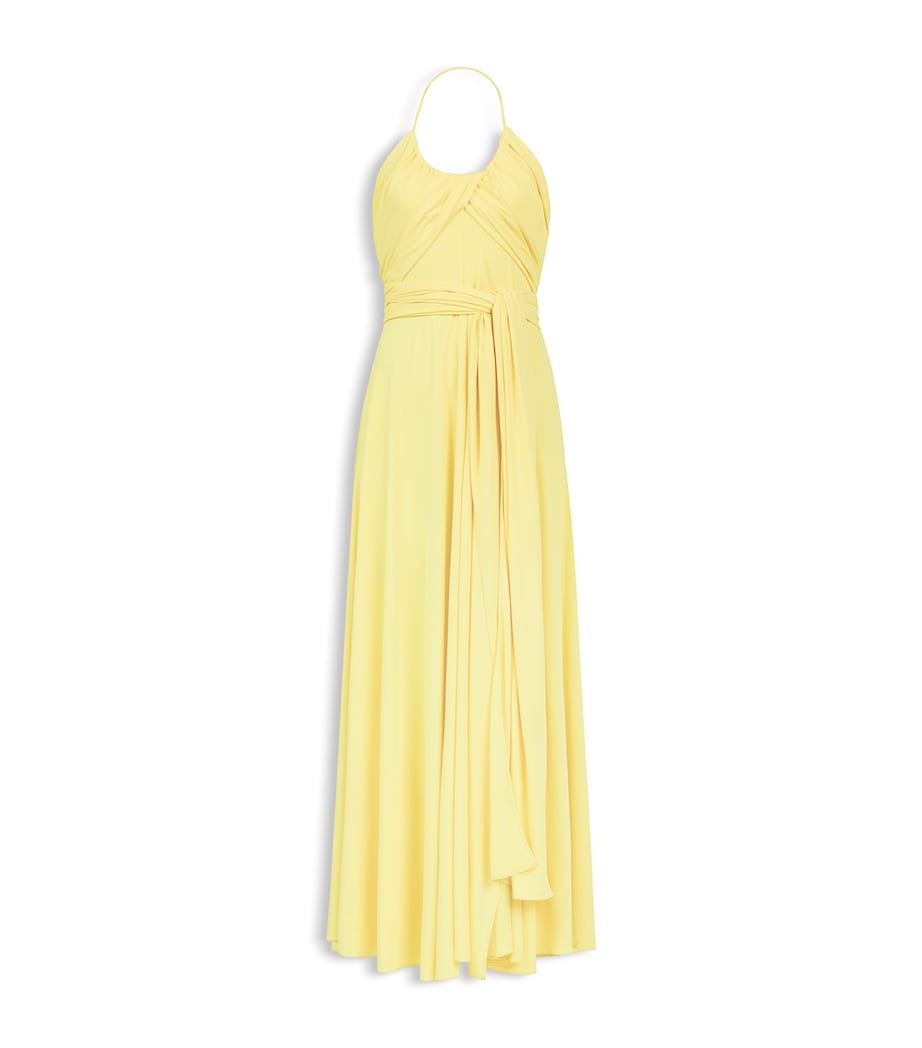 Alaïa Womens Draped Jersey Halterneck Maxi Dress Beige Jewelry Image 1