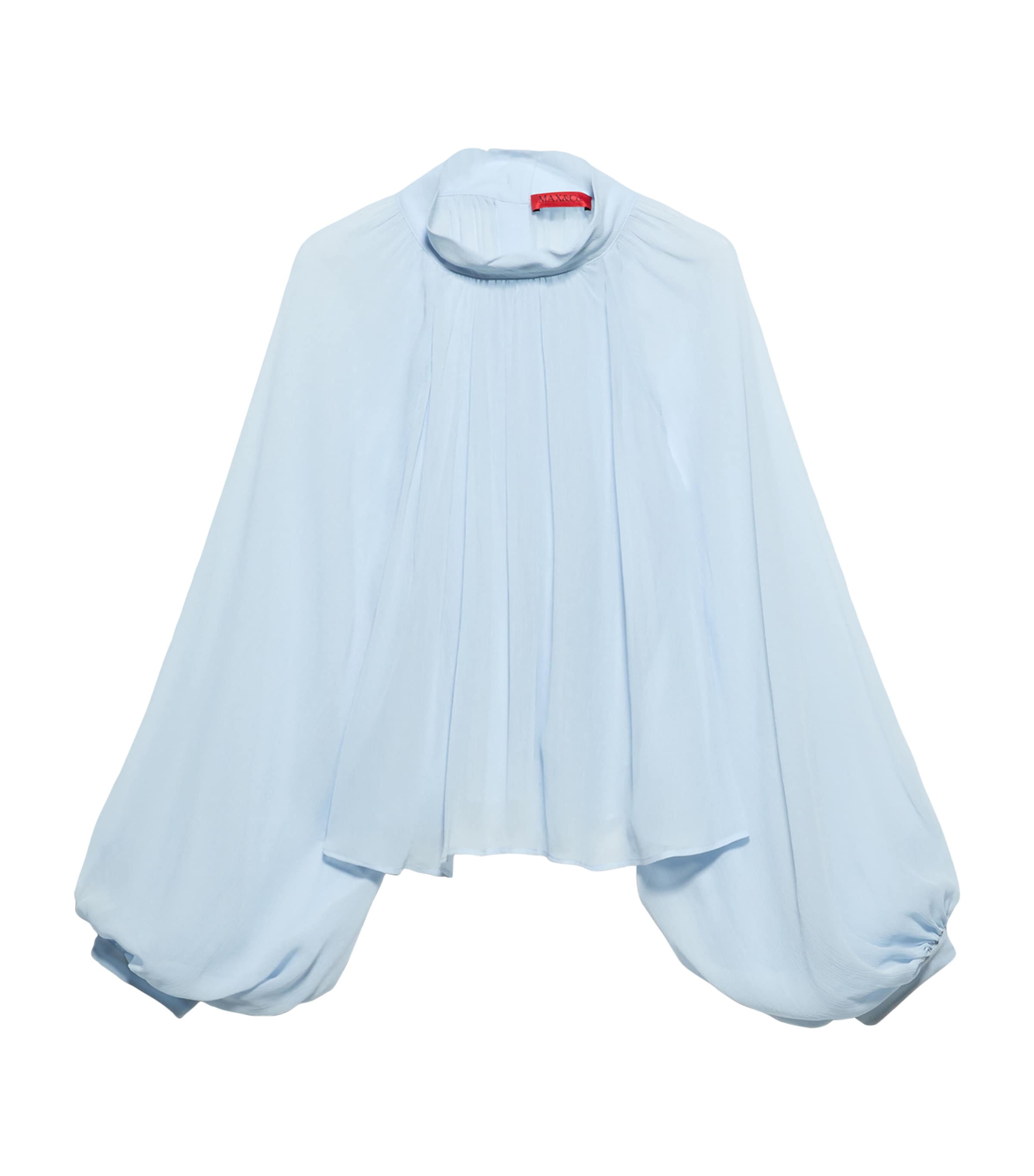 MAX&Co. Womens Crepe Blouse Sky Blue Image 1
