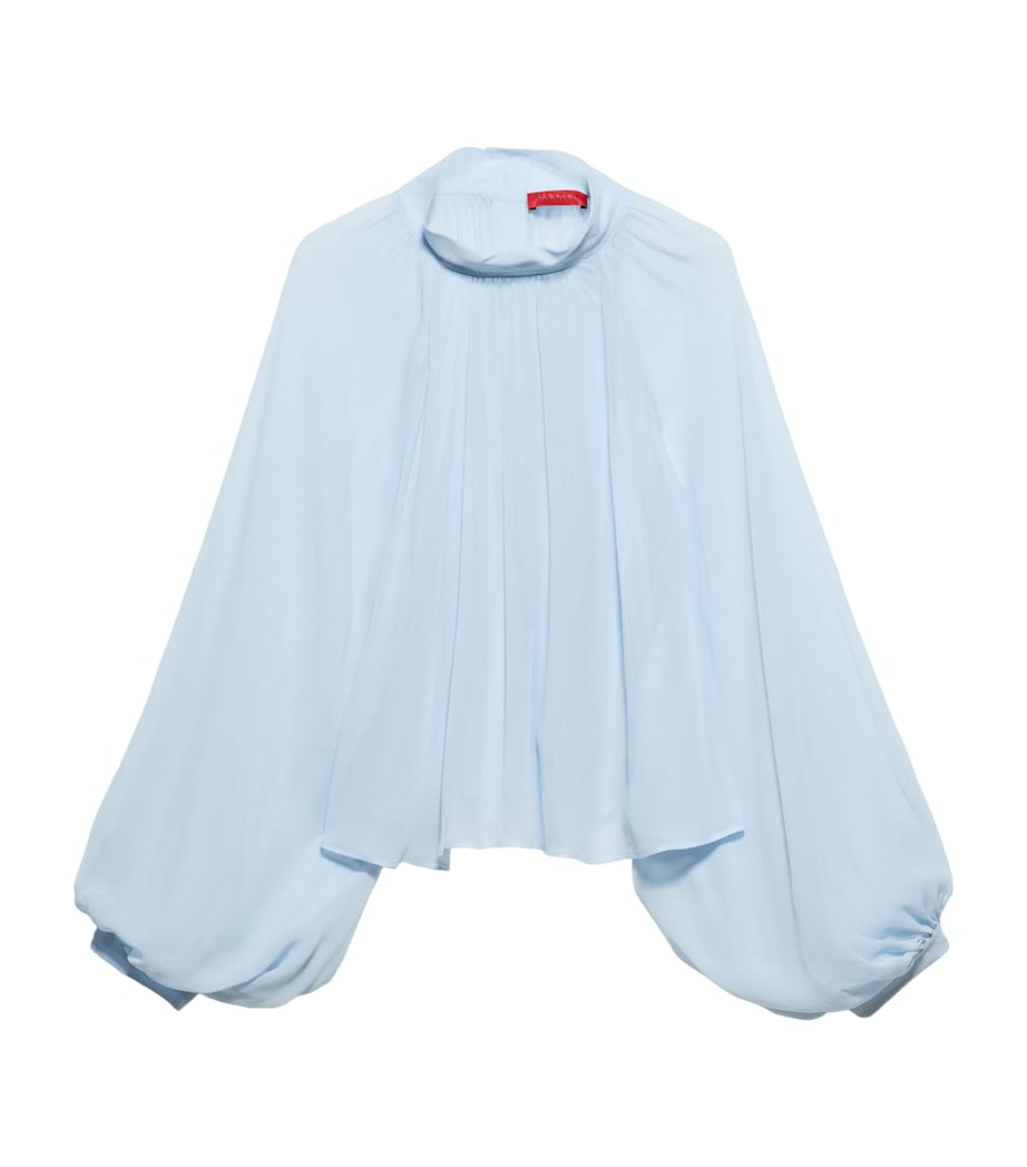 MAX&Co. Womens Crepe Blouse Sky Blue Image 1