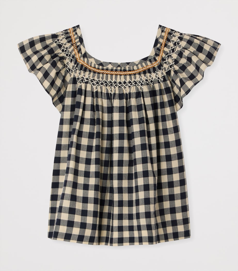 Bonpoint Cotton Gingham Carlie Blouse (10-14 Years) Gris Fonce Image 2