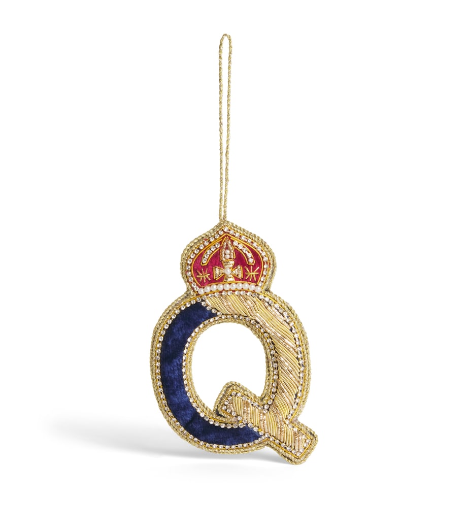 Tinker Tailor Letter Q Tree Decoration Navy, Gold & Wine Image 1