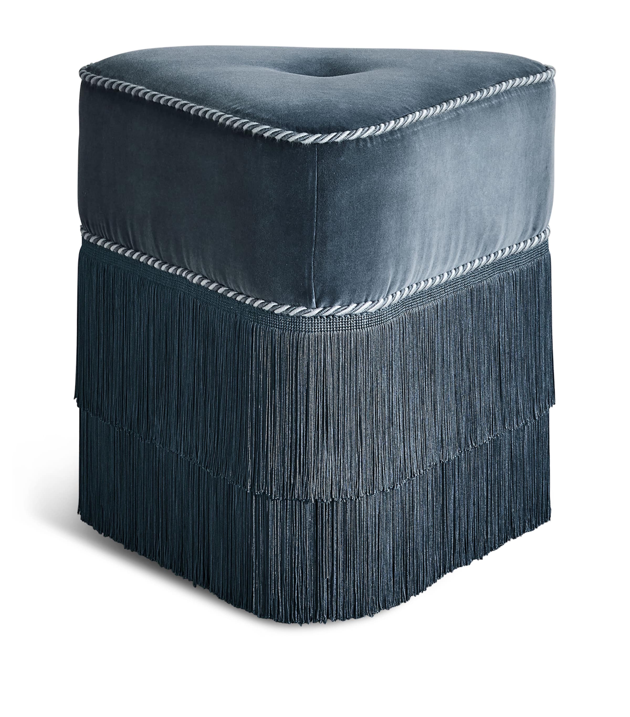 Soho Home Velvet Marta Footstool Blue Image 1