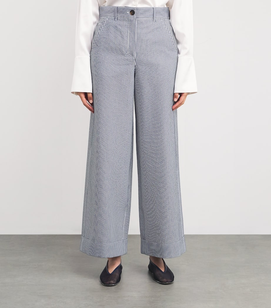 Stripe Wide-Leg Trousers NAVY/WHITE Image 3