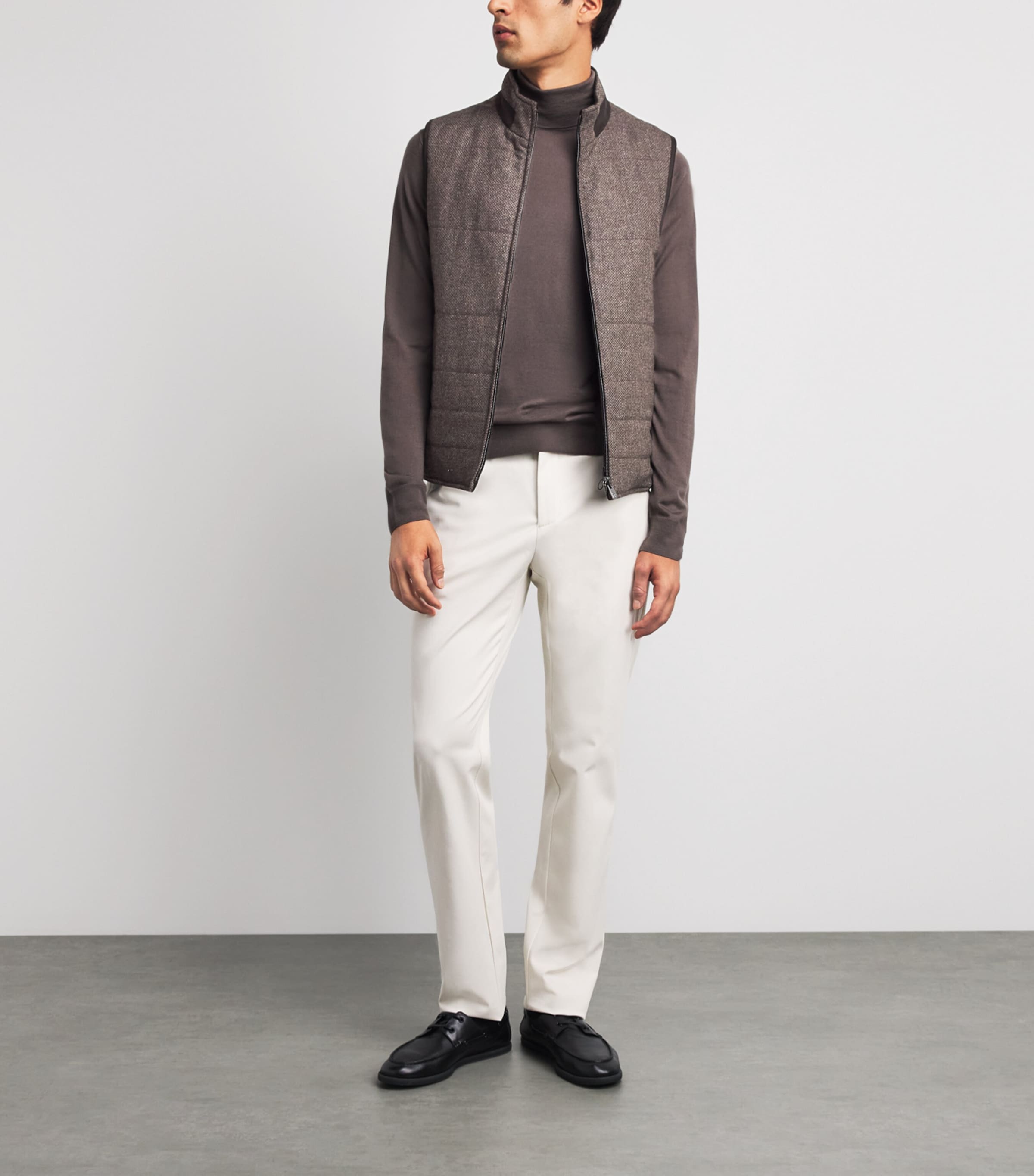 Corneliani Mens Wool-Cashmere Reversible Gilet Dark Brown Image 2