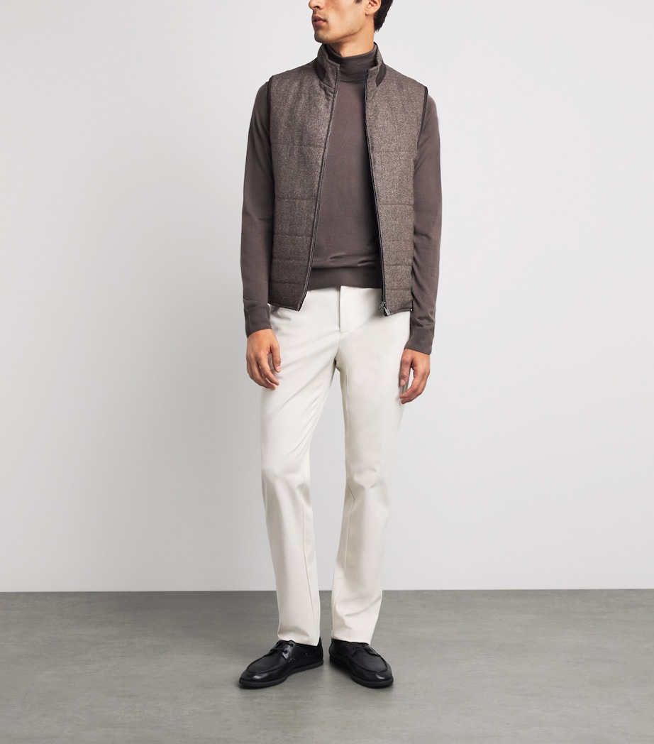 Corneliani Mens Wool-Cashmere Reversible Gilet Dark Brown Image 2