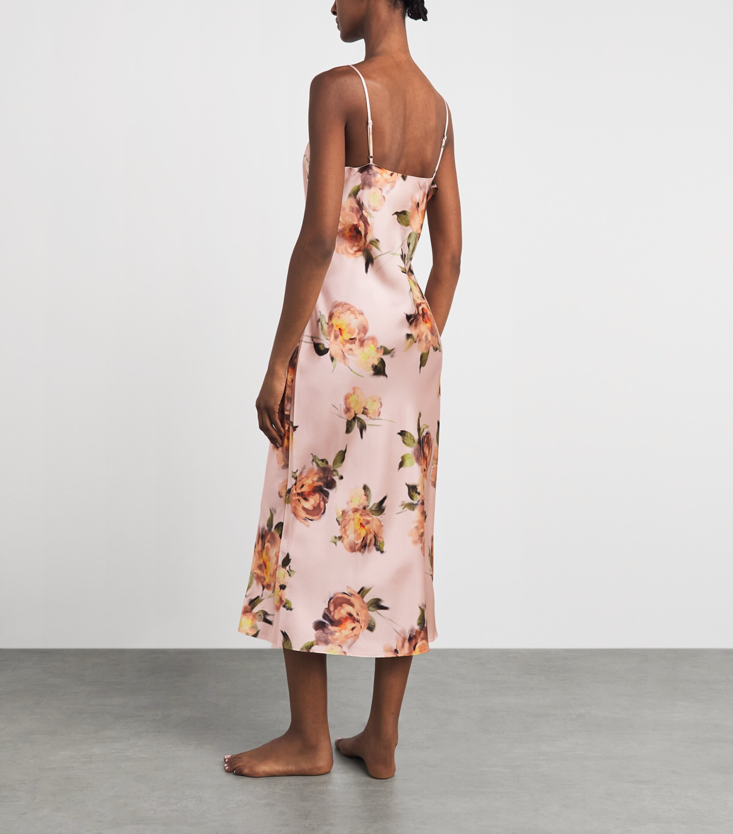 Harrods Womens Silk Midnight Rose Nightdress Pink Image 4