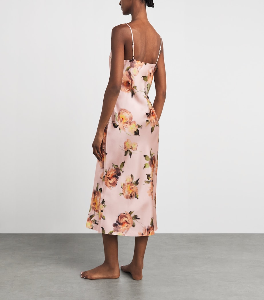 Harrods Womens Silk Midnight Rose Nightdress Pink Image 4