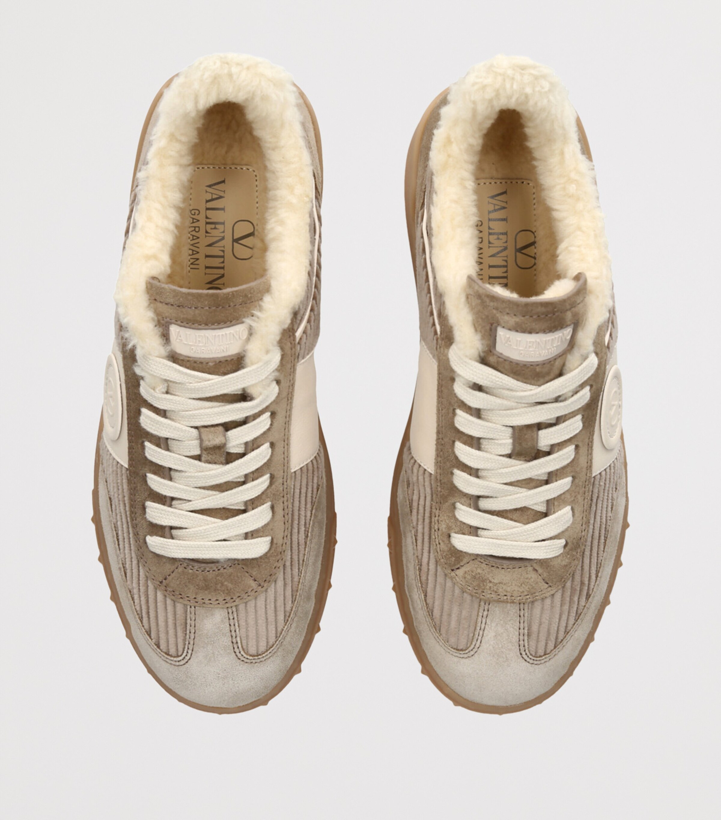 Valentino Garavani Corduroy Suede Upvillage Sneakers Taupe Comb Image 4