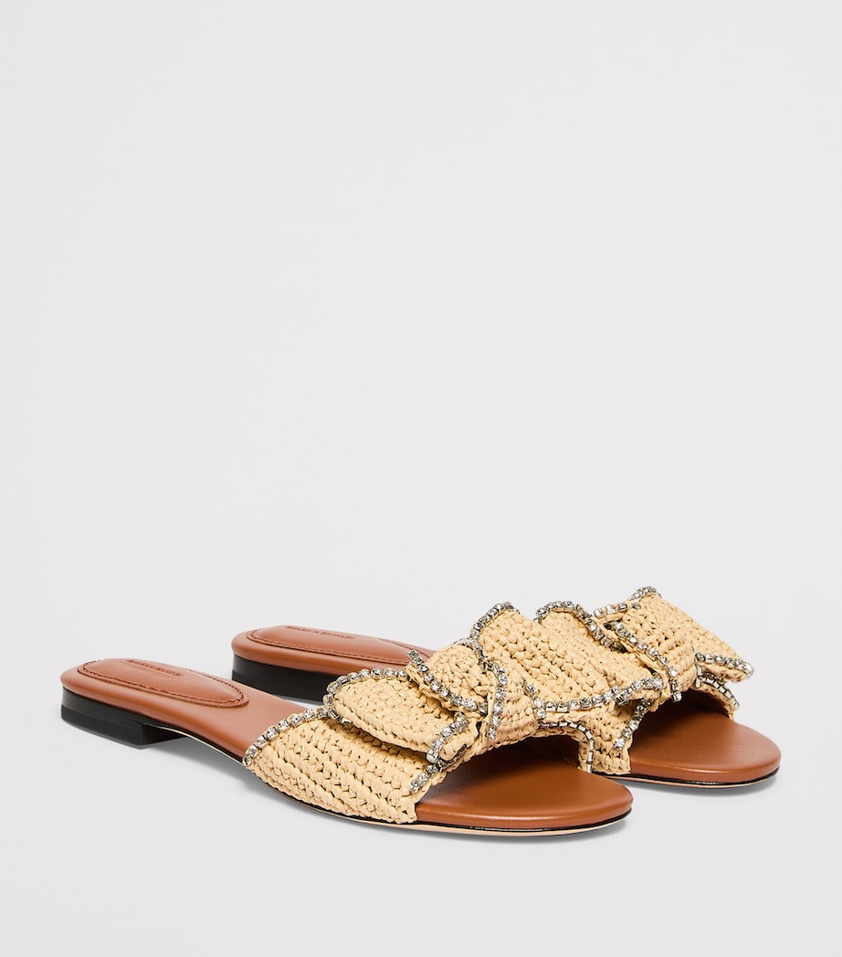 Marina Rinaldi Embellished Bow-Detail Slides Tobacco Image 3