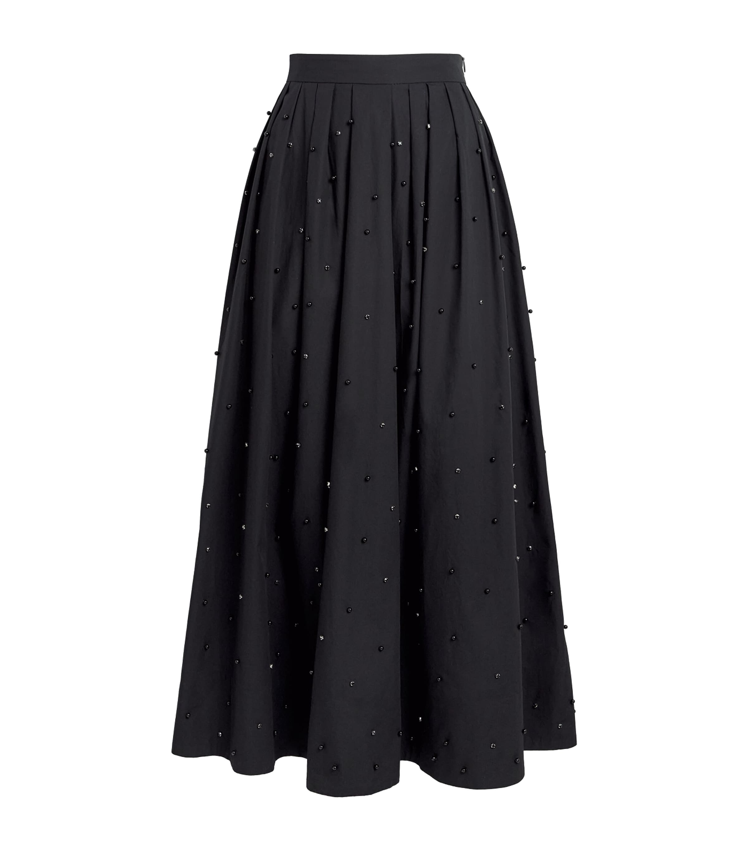 Maje Womens Cotton Embellished Midi Skirt Black Image 1