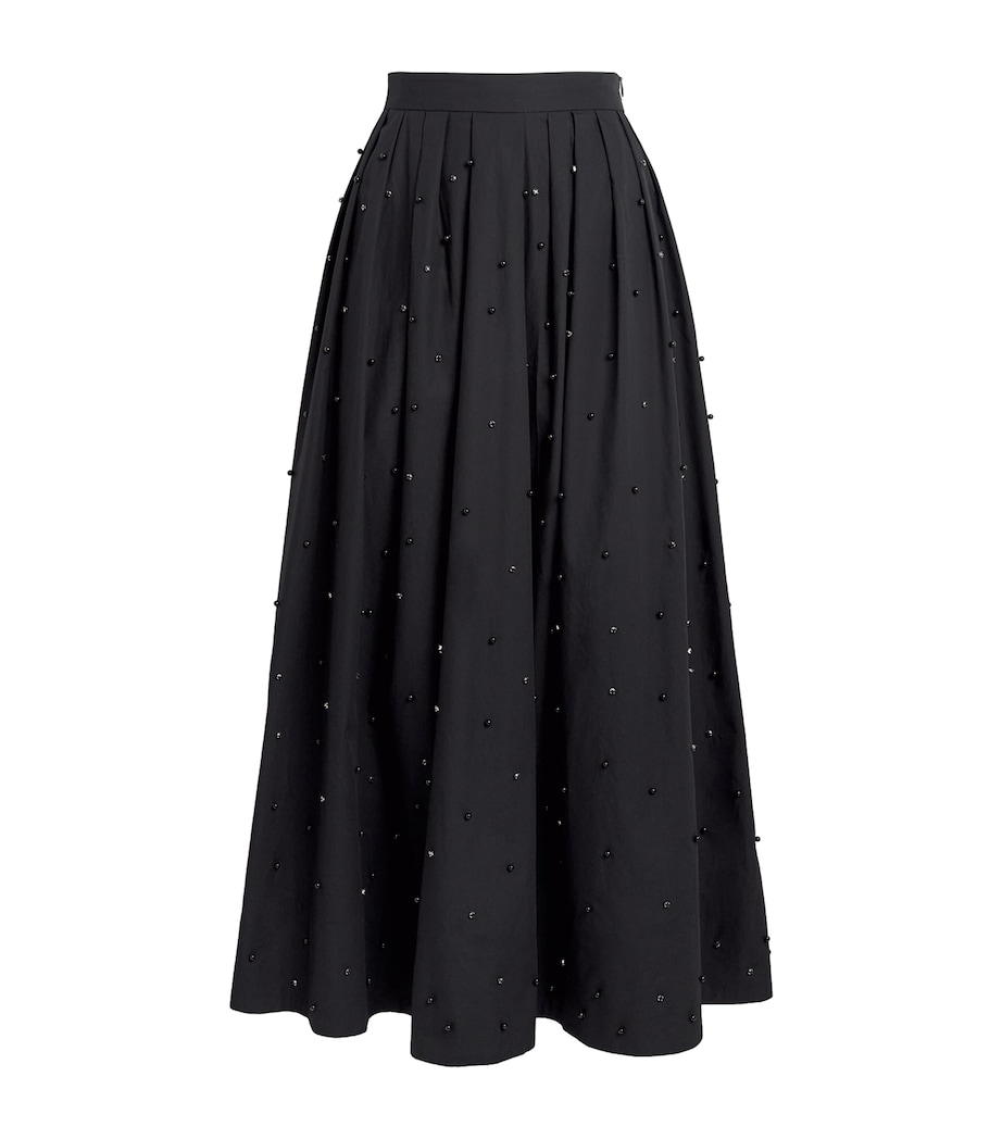 Maje Womens Cotton Embellished Midi Skirt Black Image 1