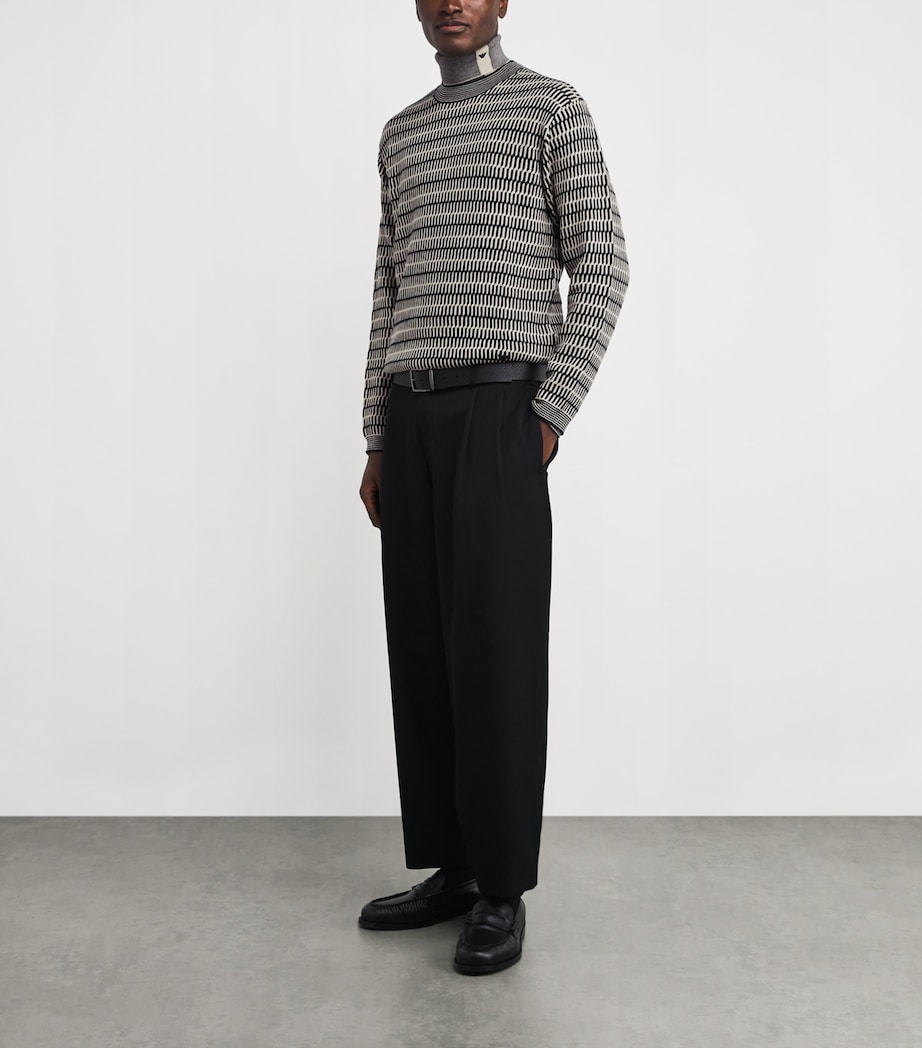 Virgin Wool Geometric Jacquard Sweater FB072 Image 2