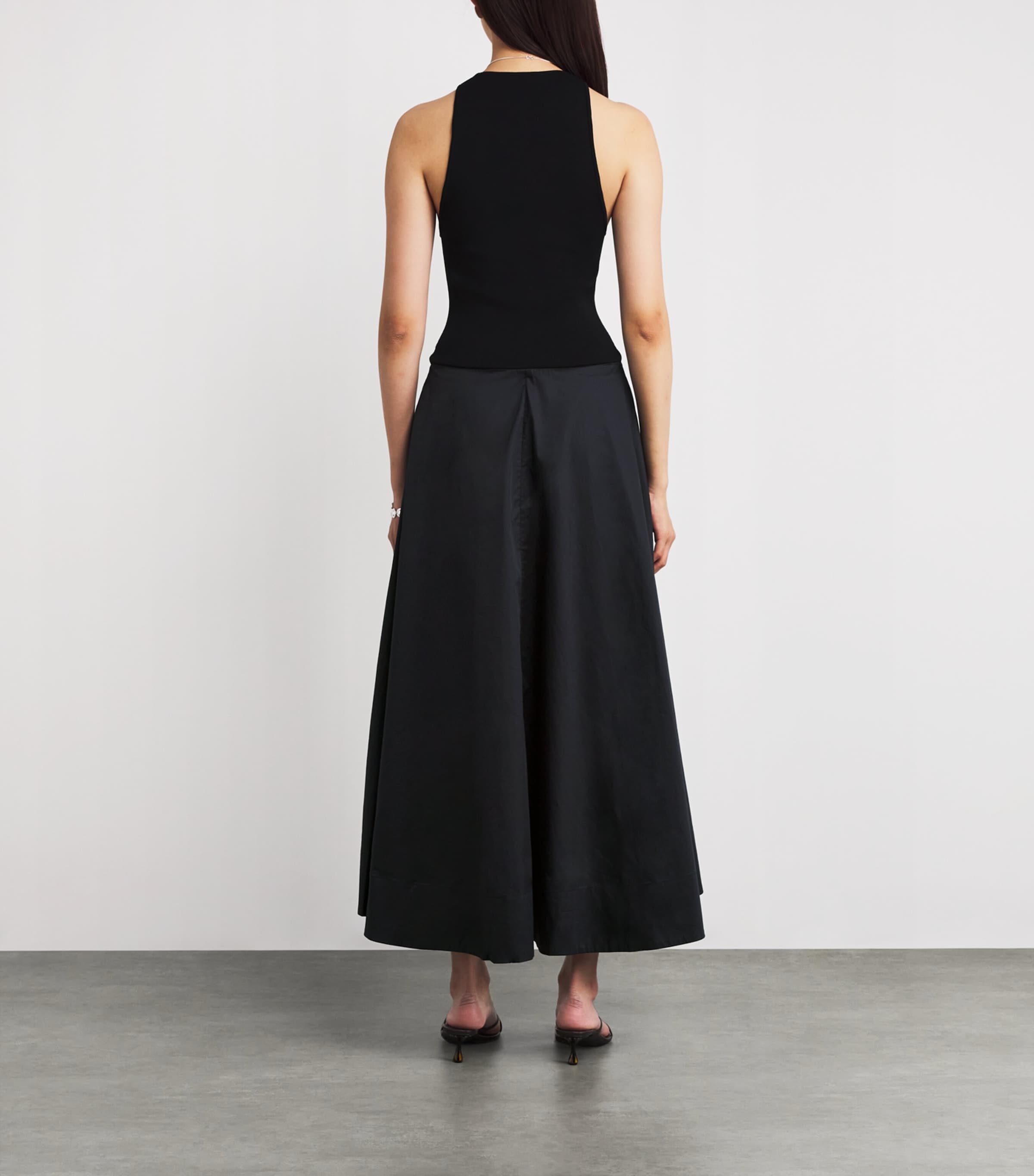 Cotton-Blend Asymmetric Maxi Dress BLACK Image 3