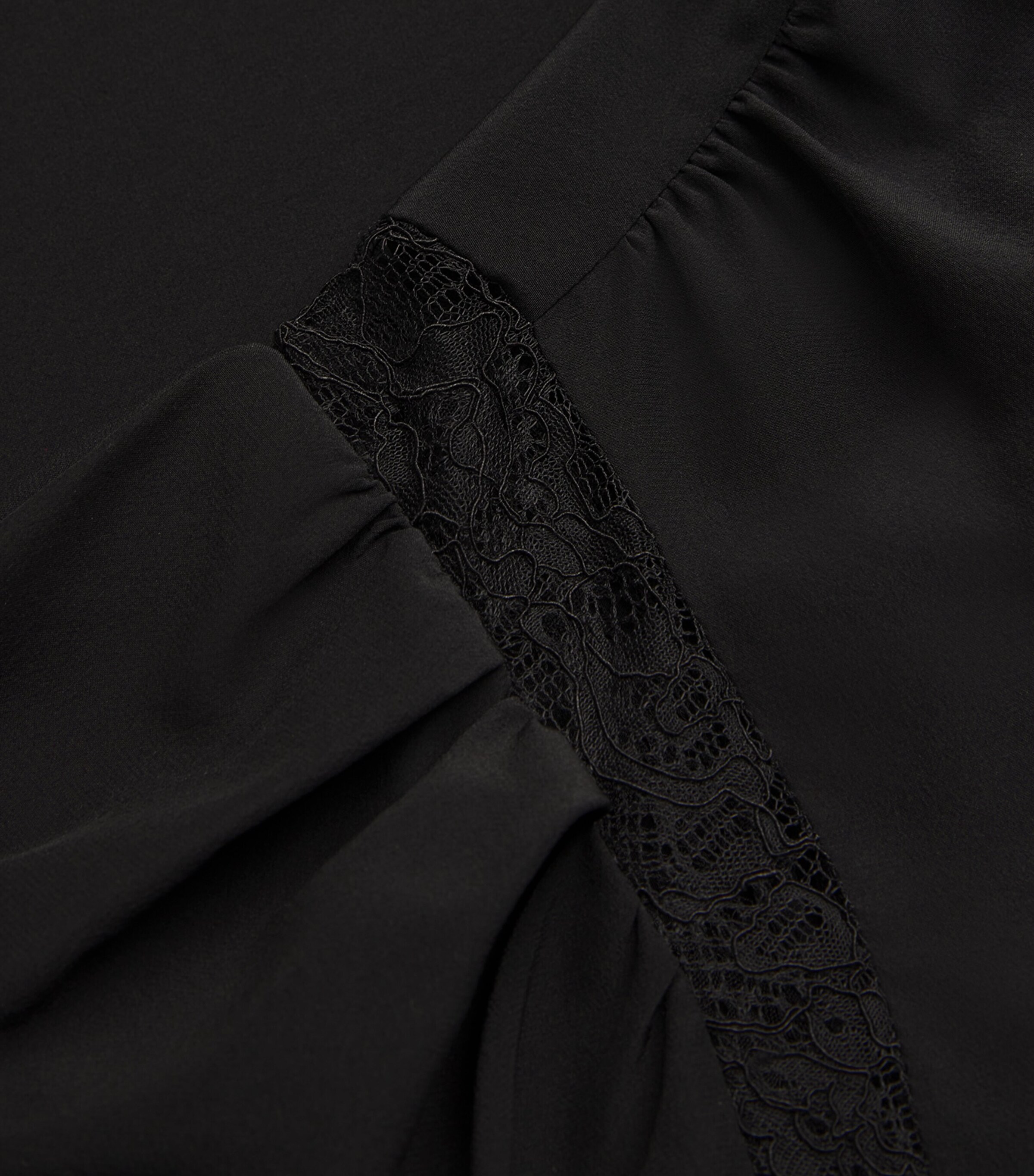 FRAME Womens Silk Lace-Shoulder Blouse Black Image 5