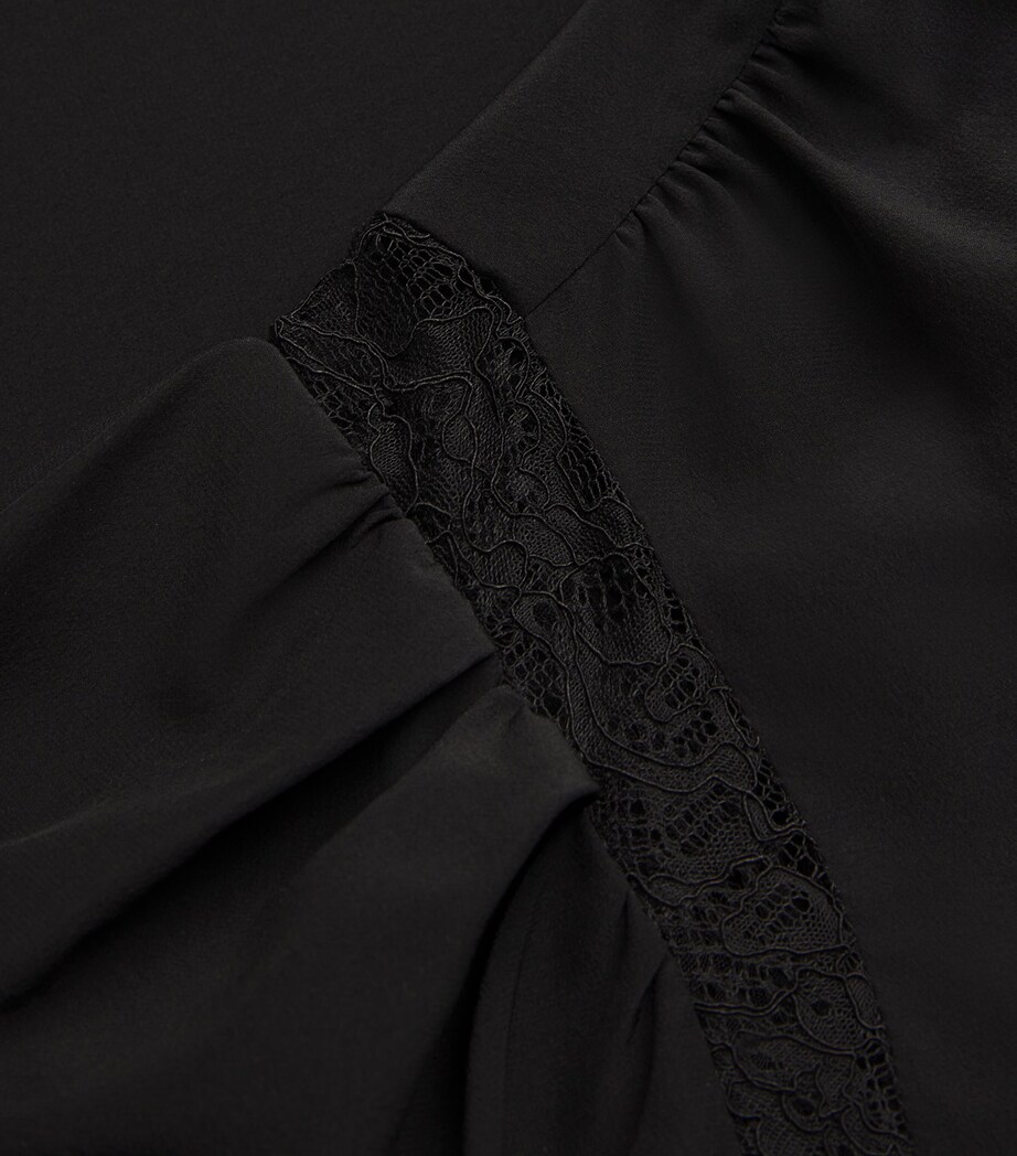 FRAME Womens Silk Lace-Shoulder Blouse Black Image 5