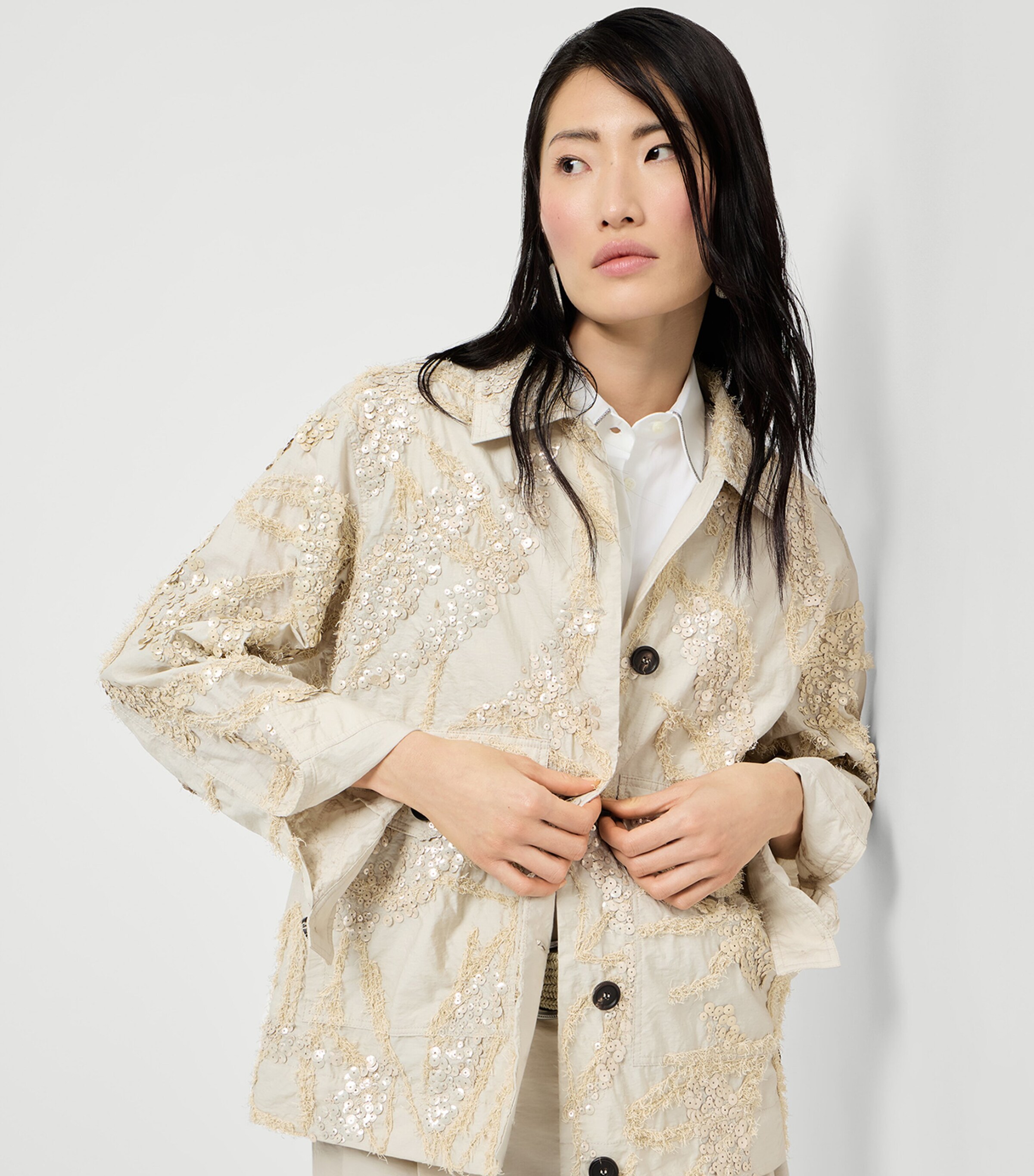 Brunello Cucinelli Womens Cotton-Blend Embroidered Poplin Jacket Image 4
