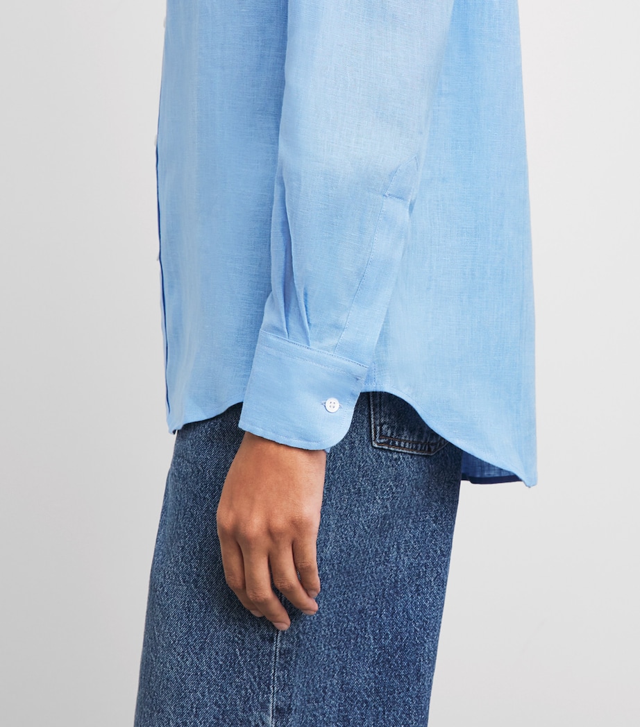 With Nothing Underneath Womens Linen The Boyfriend Shirt Cornflower Blue Image 3
